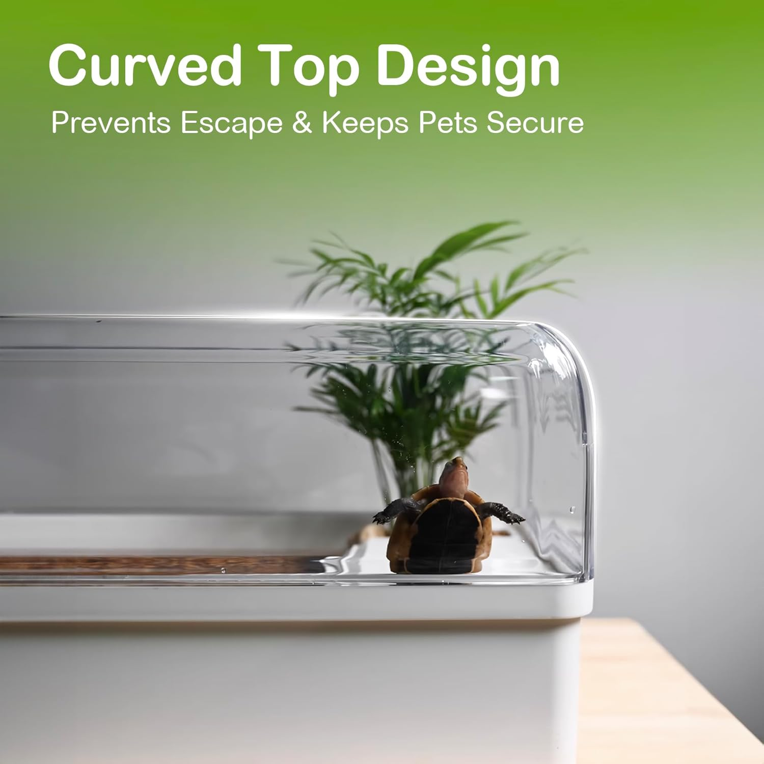 Turtle Tank Habitat Kit, Clioran Aquatic Tortoise Enclosure Starter Aquarium with Multi-Function Area, Hideout, UV Basking Platform Light, Water Filter, Fish Net,Drainage,Plant for Turtle Reptile Crab image number 4