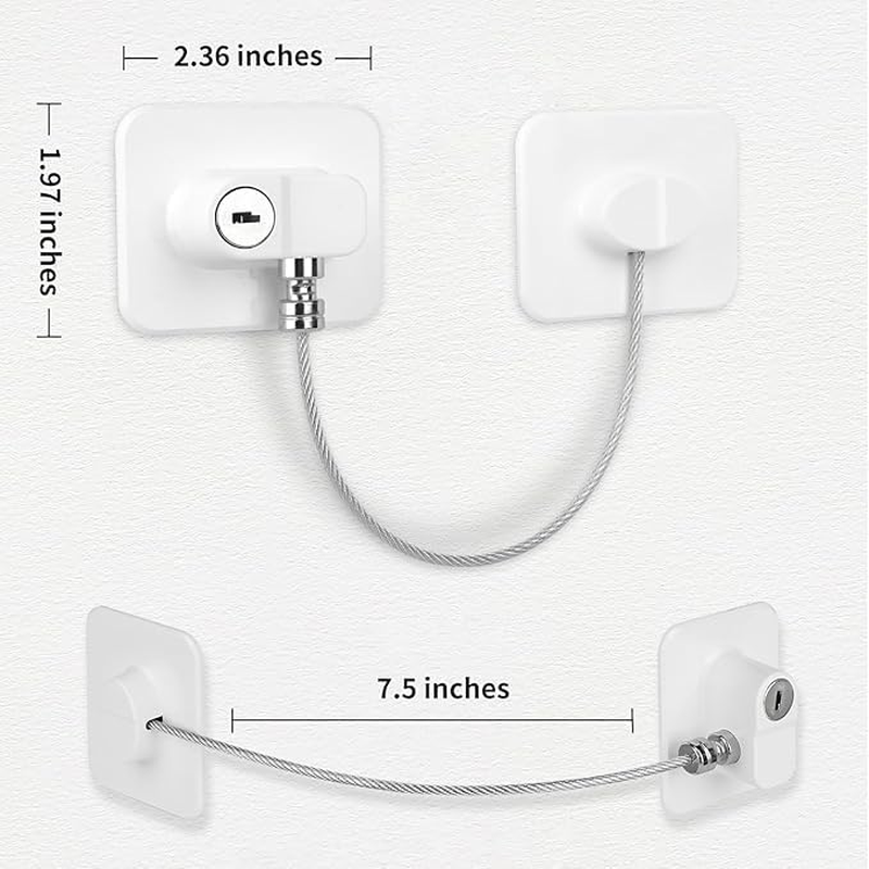 Refrigerator Lock with Key,Lock for Fridge Freezer, Cabinets and Drawers, Air Oven Air Fryer, Closets, Windows, 4Pack Refrigerator Lock with 8 Keys(Black and White) image number 2