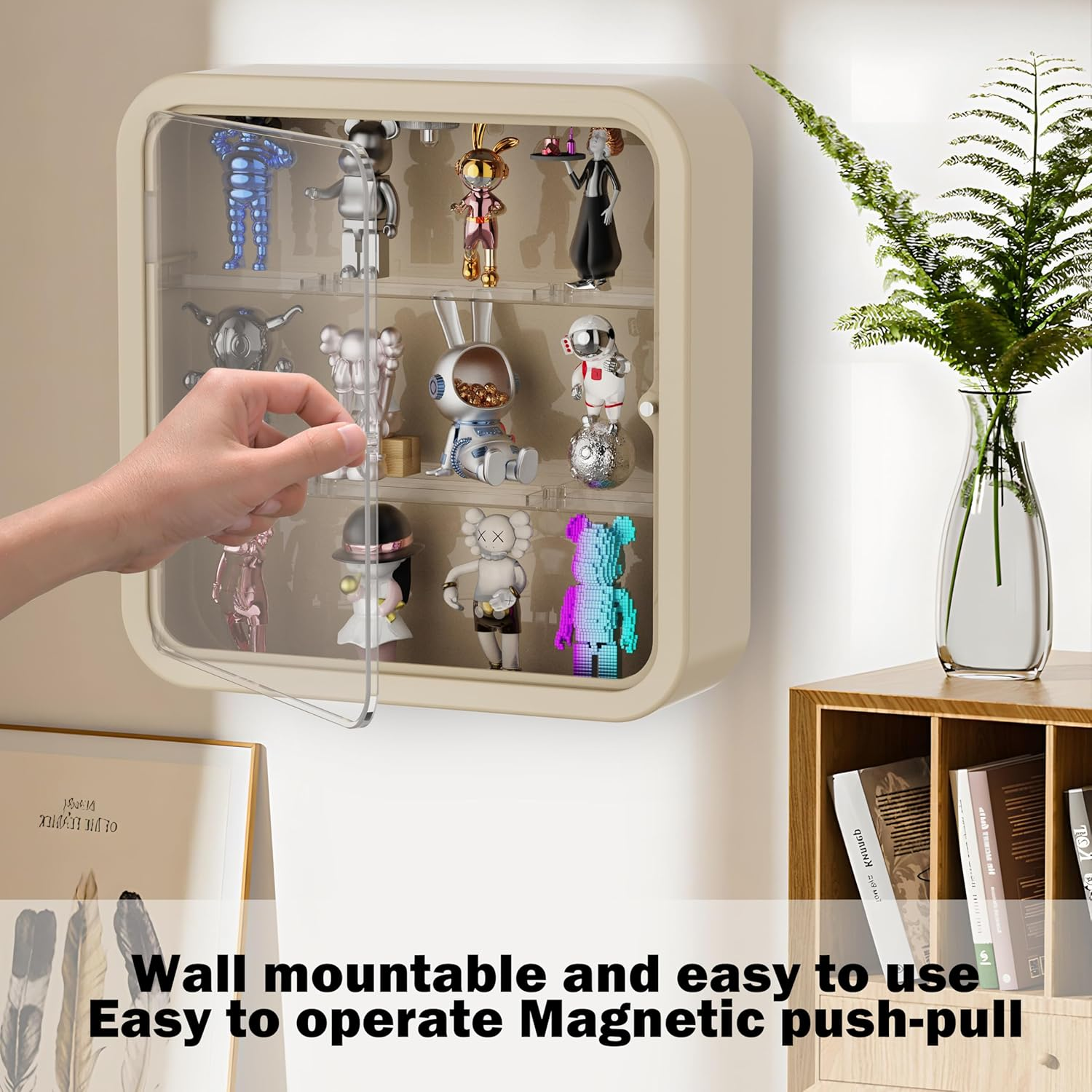 Acrylic Display Case with Light, Wall-Mounted Clear Acrylic Figure Display Box, Doll Storage Box with Magnetic Door for Pop Figures, Toys, Collectibles image number 3