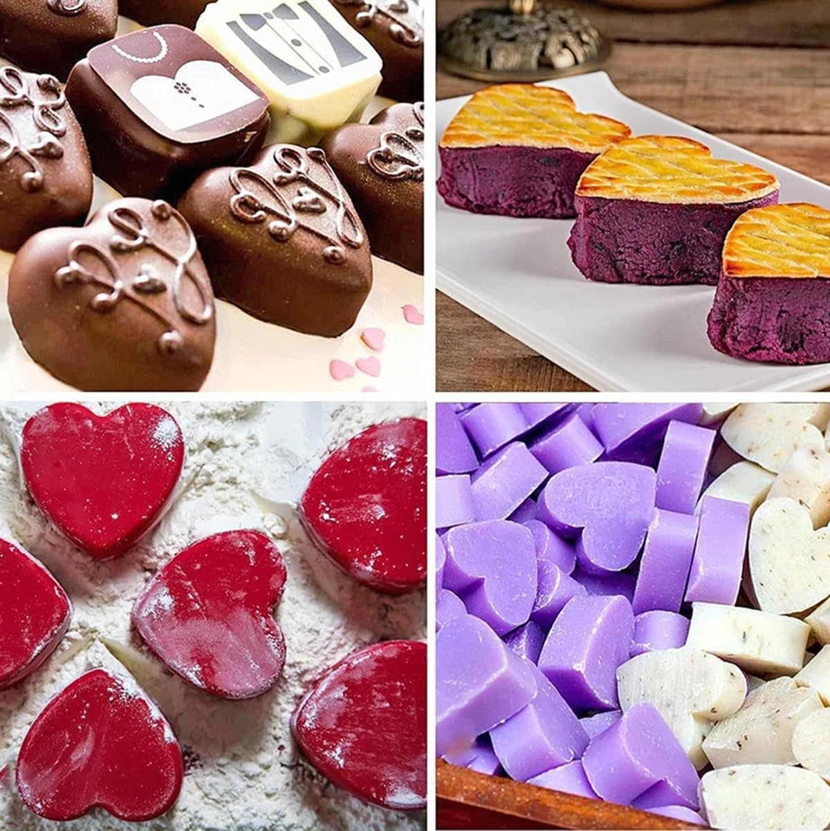 2Pcs/Pack 6 Holes Heart Shaped Silicone Mold Easy Release Heart Silicone Molds for Chocolate Cake Jelly Pudding Handmade Soap Mould Candy Making image number 4