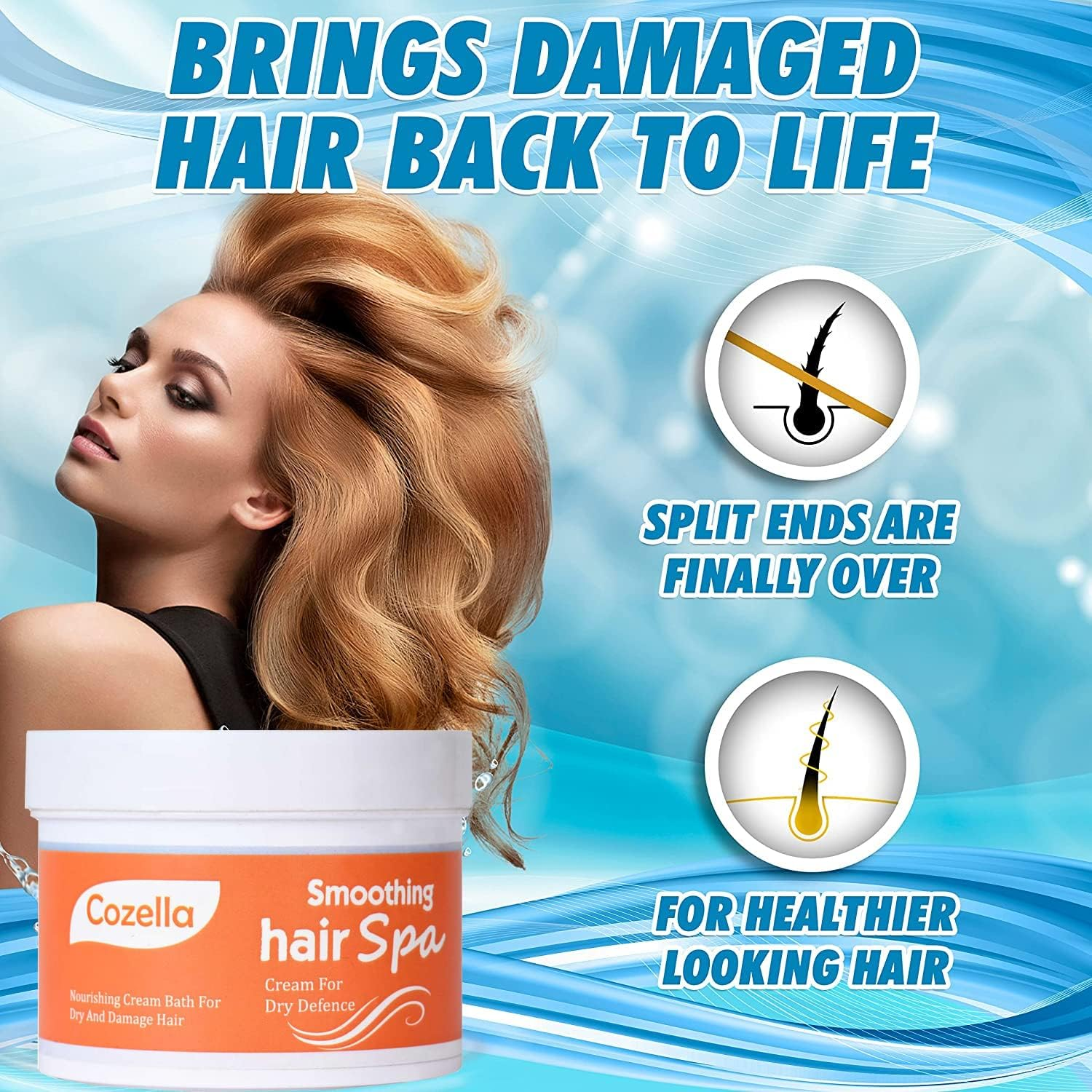 Cozella Smoothing Hair SPA | Cream for Dry Defence | Nourishing Cream Bath for Dry and Damaged Hair | Sulfate and Paraben Free| All Hair Types | 500ML image number 1