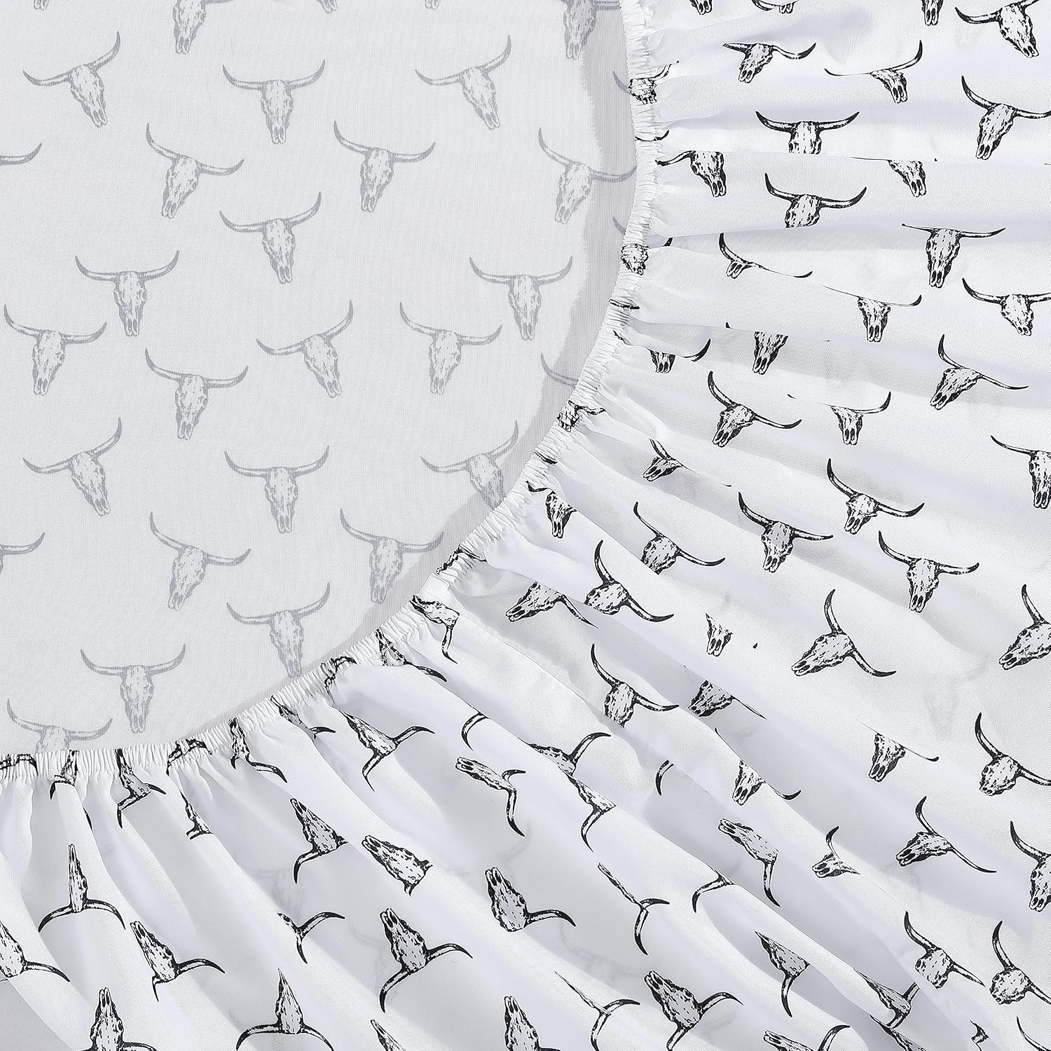 Wrangler- King Sheet Set, Silky & Lightweight Bedding Set, Casual Home D&eacute;cor (Steer Skulls Black, King) image number 3