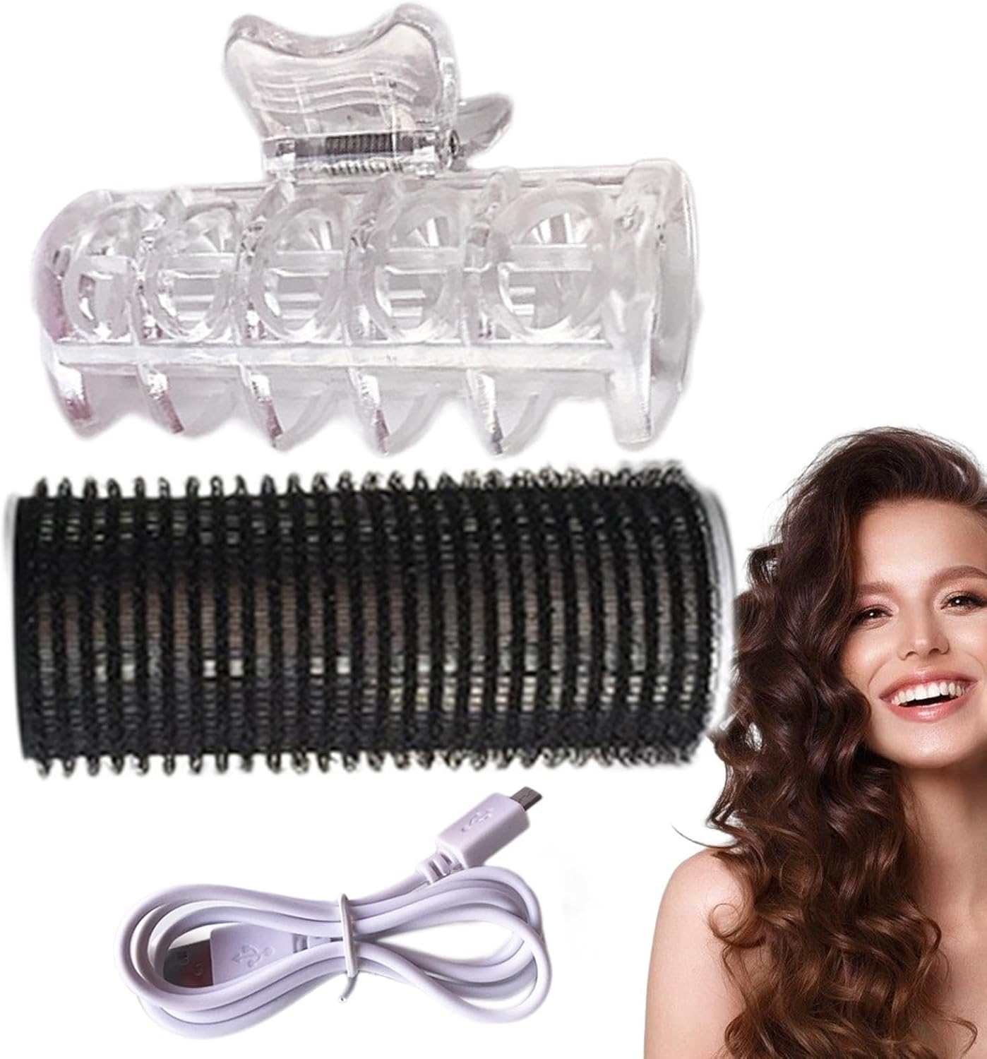 Hair Roller for Bangs,Usb Heated Hair Curler | Electric Rollers Hair Curlers, Self-Adhesive, Efficient for All Hair Types, Portable Heat Solution