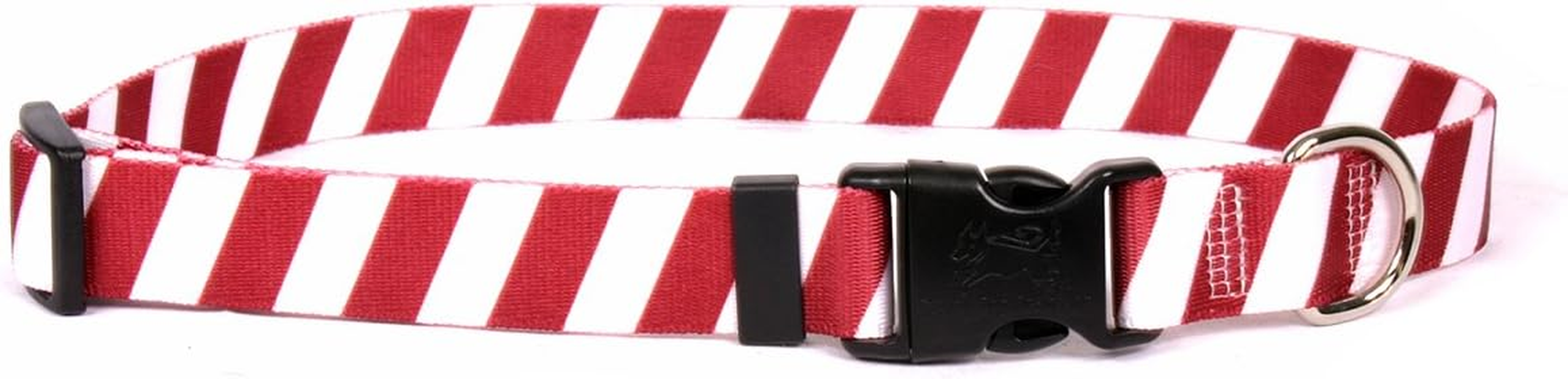 Yellow Dog Design Team Spirit Red and White Dog Collar with Tag-A-Long ID Tag System-Medium-1" Neck 14 to 20"