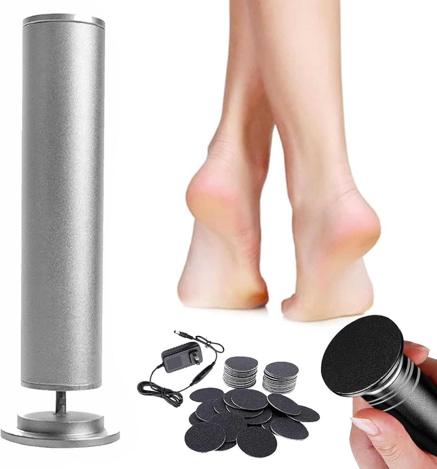 Electric Foot Callus Remover, Adjustable Speed Electric Foot File, Foot Grinder for Dead Skin, Cordless Electric Callus Remover for Feet, Electric Foot Filer- Foot Grinder (Gray)