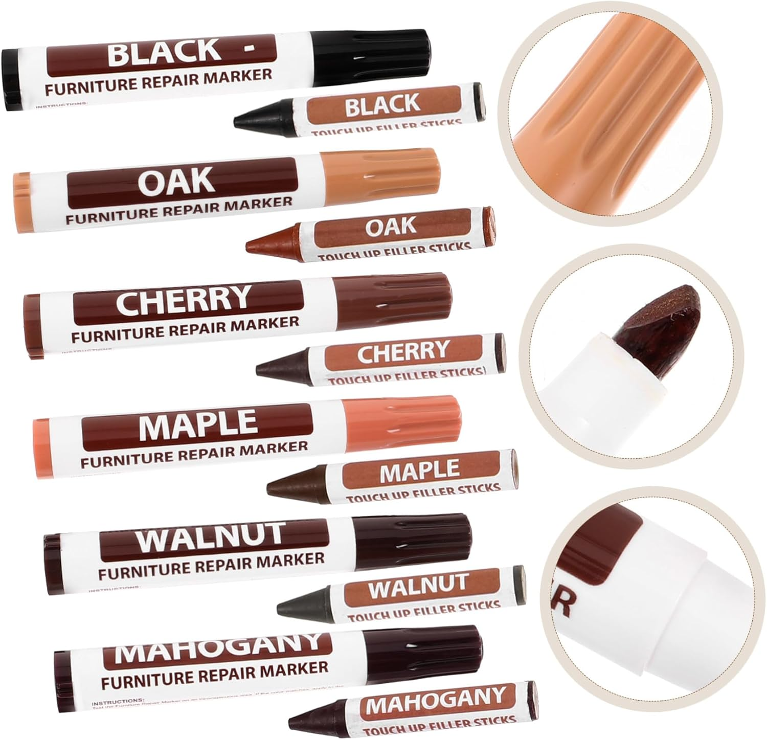 Furniture Touch-Up Markers Pen for Wooden Furniture Repair Kit Scratch Pen Portable Design for Household and Wood Floor Repair