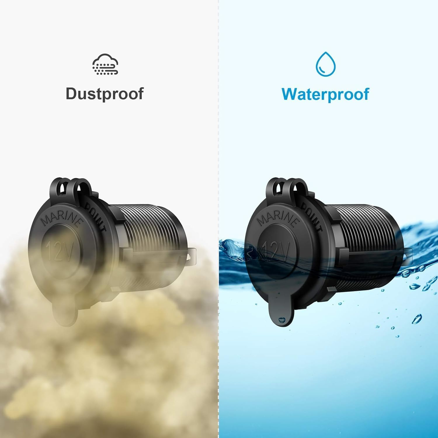 STR 12V Cigarette Lighter Socket Car Marine Motorcycle ATV RV Lighter Socket Power Outlet Socket Receptacle Waterproof Plug 3Pack image number 3