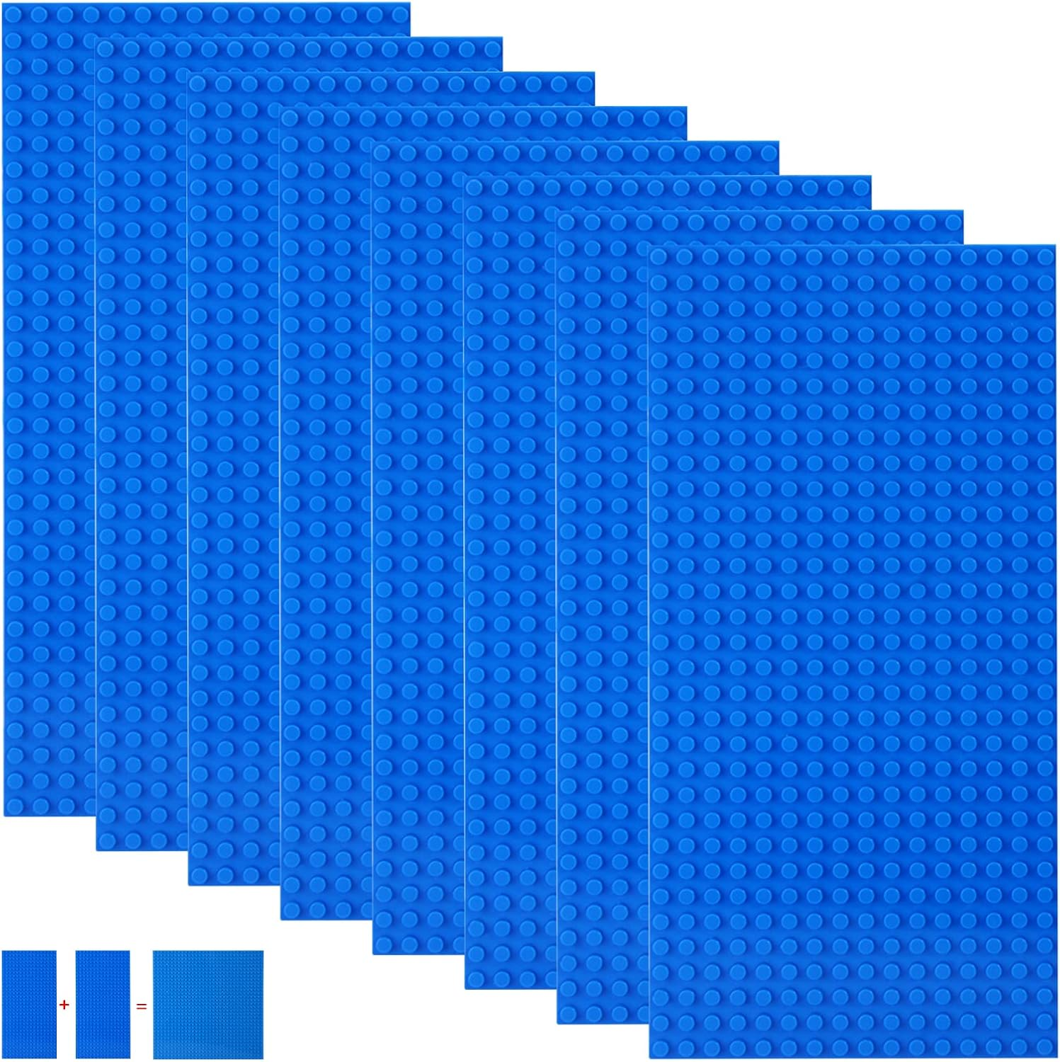 Shinefinder 8 Plate Set Building Plates Compatible with Most Brands, Rectangular Base Plates 25.6 X 12.8 Cm with 16 X 32 Nubs for Creative Play (Sand, 25.6 X 12.8 Cm)