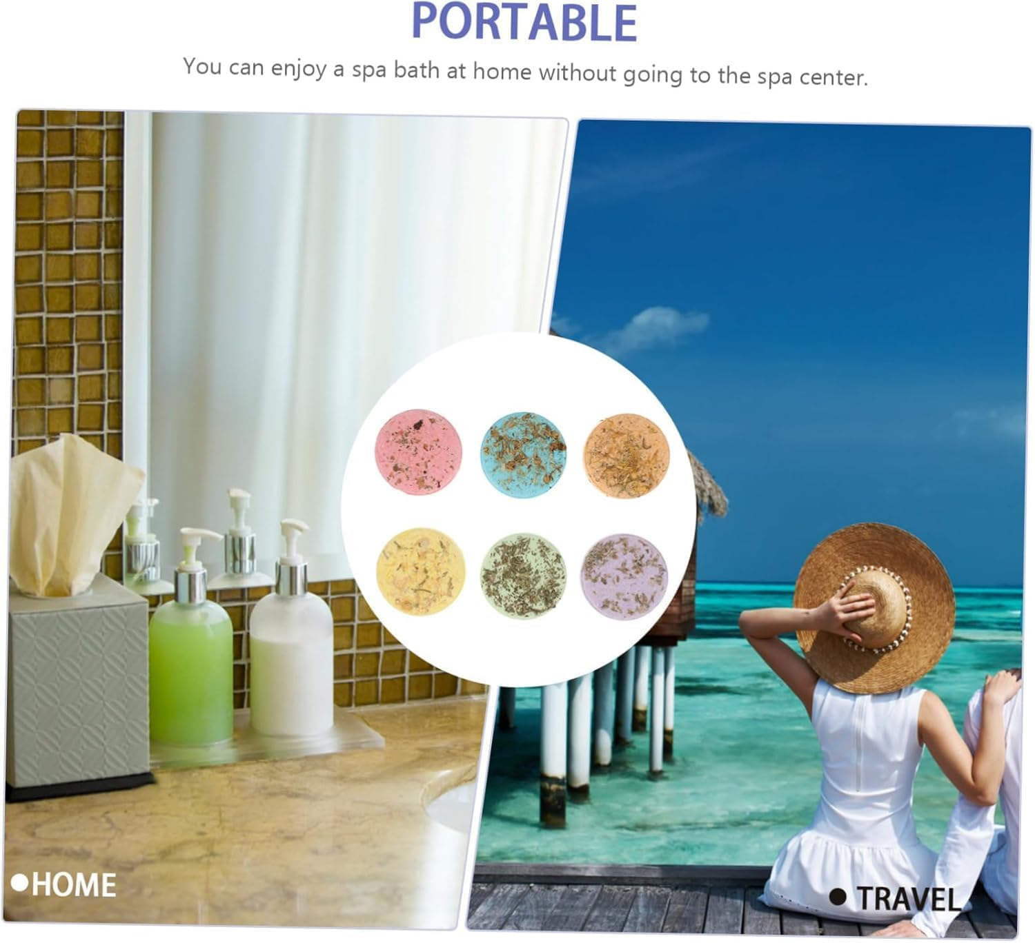 6PCS Aromatherapy Shower Tablets, Shower Steamers Tablets, Essential Oil Infused with Dried Flowers, Gift Box image number 2