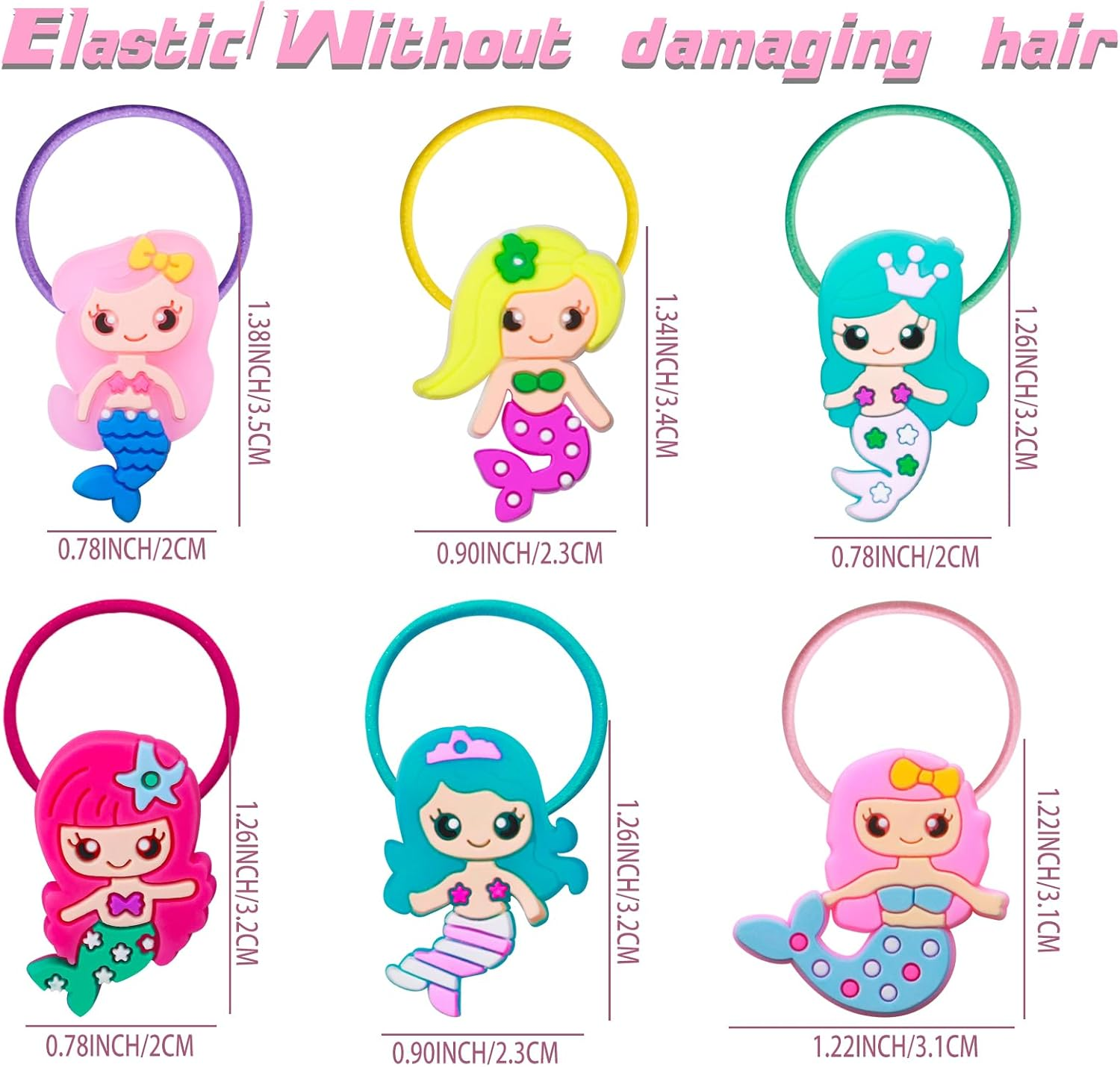 Pack of 36 Mermaid Hair Bobbles Girls Cartoon Elastic Hair Bands Girls Accessory - Football. image number 2