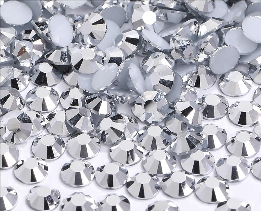 Yixinly Pack of 1000 SS30 6 Mm Rhinestones, Transparent round Crystals Stones for Nails, DIY Decoration, Clothing, Mobile Phone Cases, Shoes, Bags (Silver)