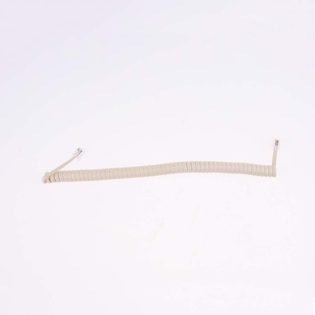 Perfk 5X Telephone Handset Spiral Cable Lead Phone Cord RJ9 4P4C 25Cm-2M, Cream Color, as Described image number 3