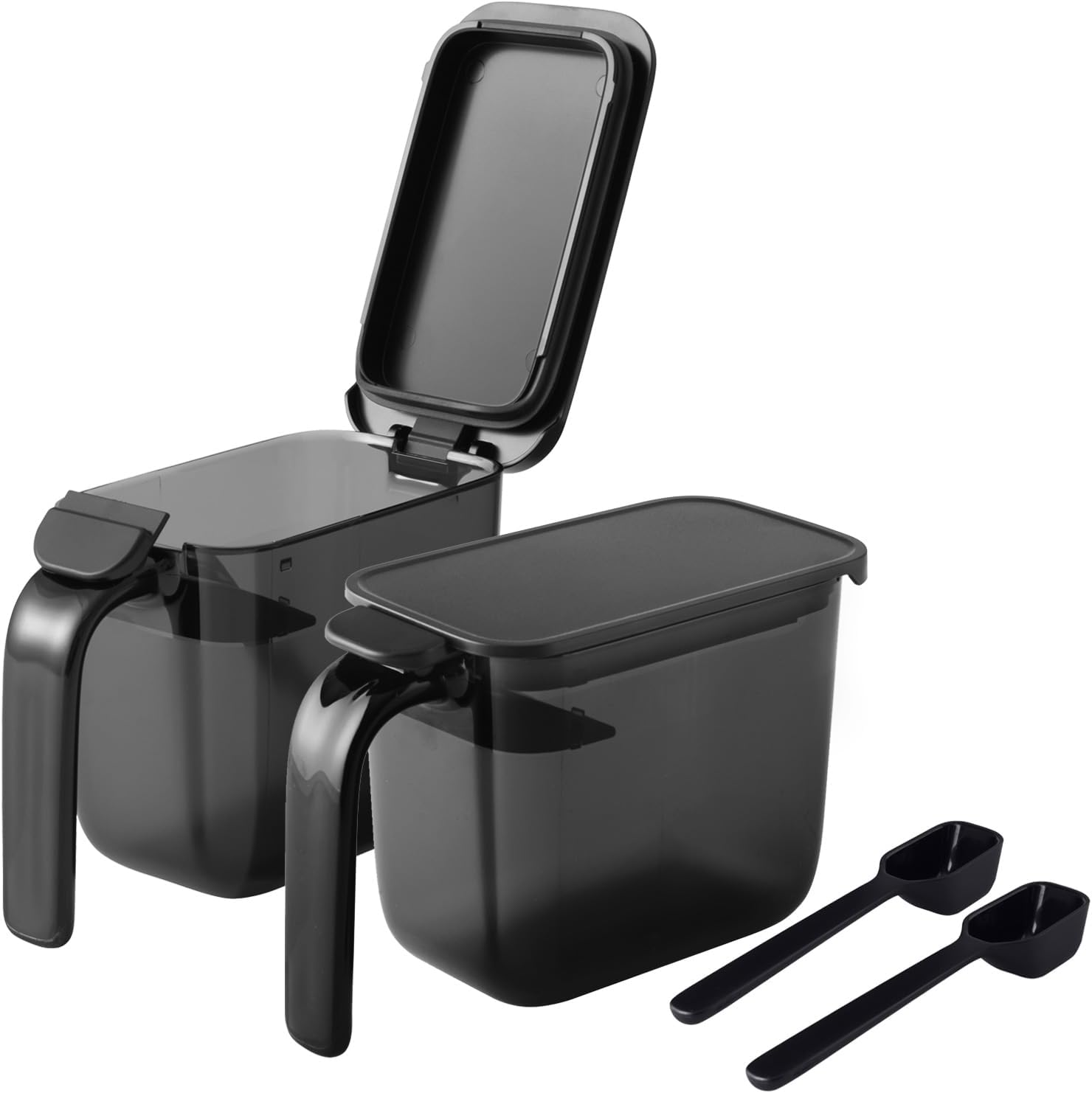 Marna R209W Condiment Pot with Spoon (Set of 2, White, Condiment Container with Gasket and Moisture Prevention, Salt, Sugar Container (Good Lock Container)