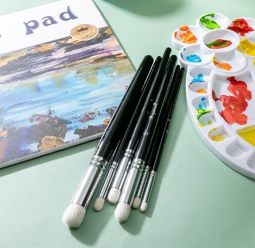 Professional Dry Brush Set for Miniature Painting - 6 Sizes Goat Hair Art Brushes for Acrylic, Oil & Watercolor - Perfect for Tabletop, Wargames, Citadel & Model Detailing image number 3