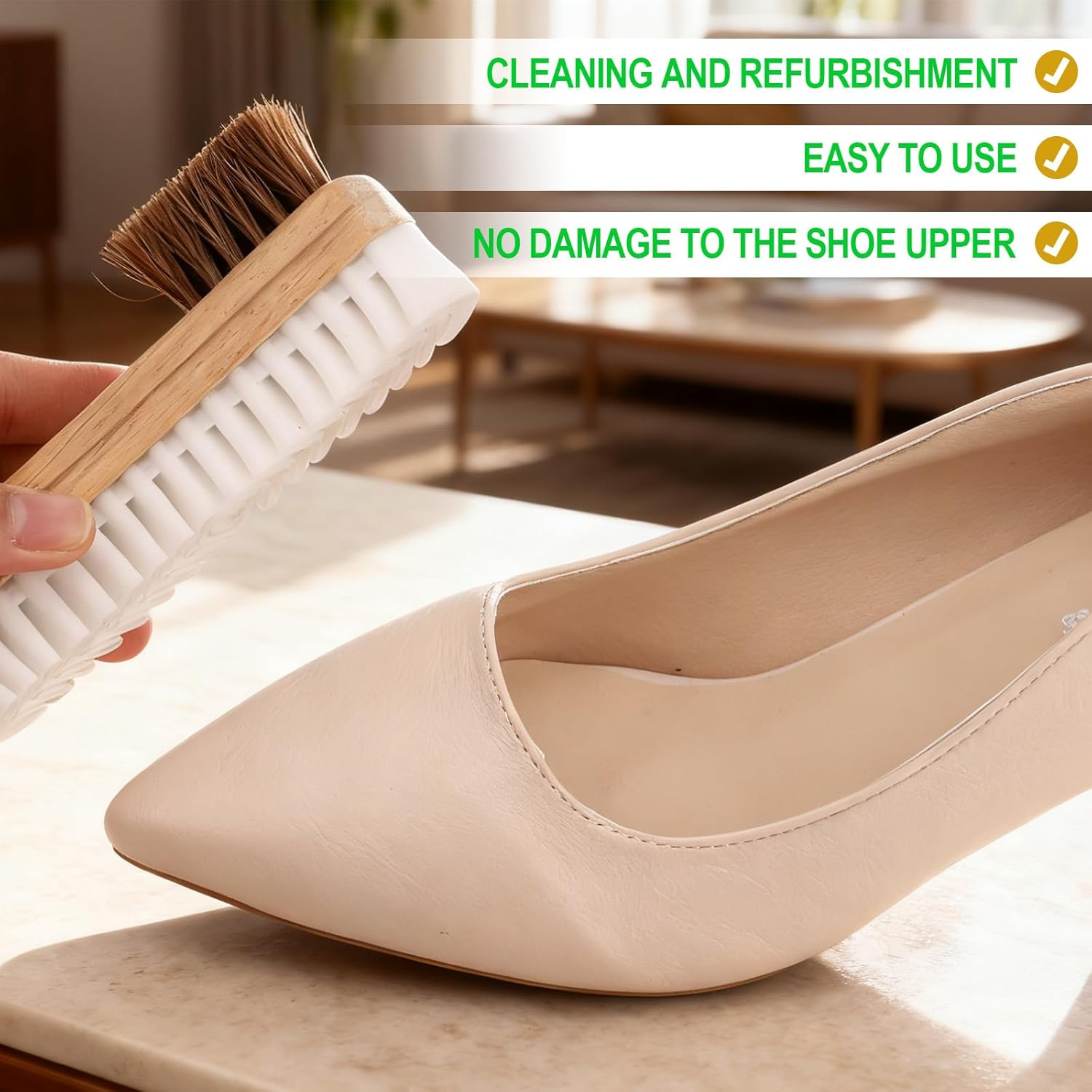 2-In-1 Suede Shoe Brush with Eraser, Wooden Handle Suede & Nubuck Cleaning Brush for Shoes Bags Jackets image number 6