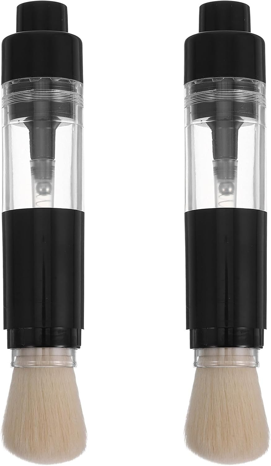 DECHOUS 2Pcs Refillable Pressed Makeup Powder Brush Set with Soft Synthetic Fibers, Portable Loose Powder and Blush Brush for Travel and Daily Makeup Use image number 3