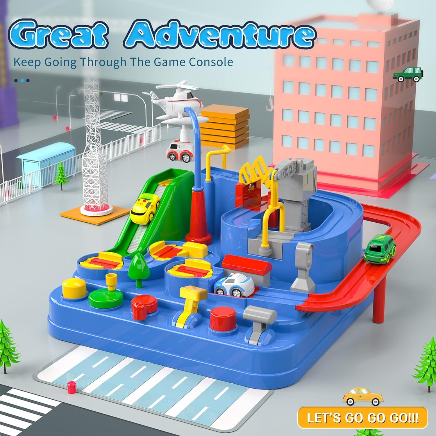 Toddler Toys for 3 4 5 6 Year Old Boys, Race Car Tracks Toys for Boys, Car Rescue Adventure Preschool Educational Toys image number 4