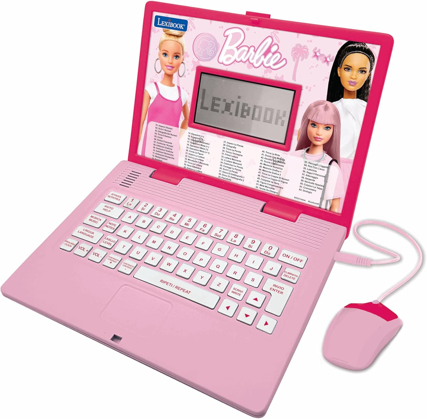 Lexibook Jc598Bbi5 Barbie Learning and Bilingual Laptop in English/Italian - Toy for Kids with 124 Activities for Learning, Playing and Music, Pink image number 4