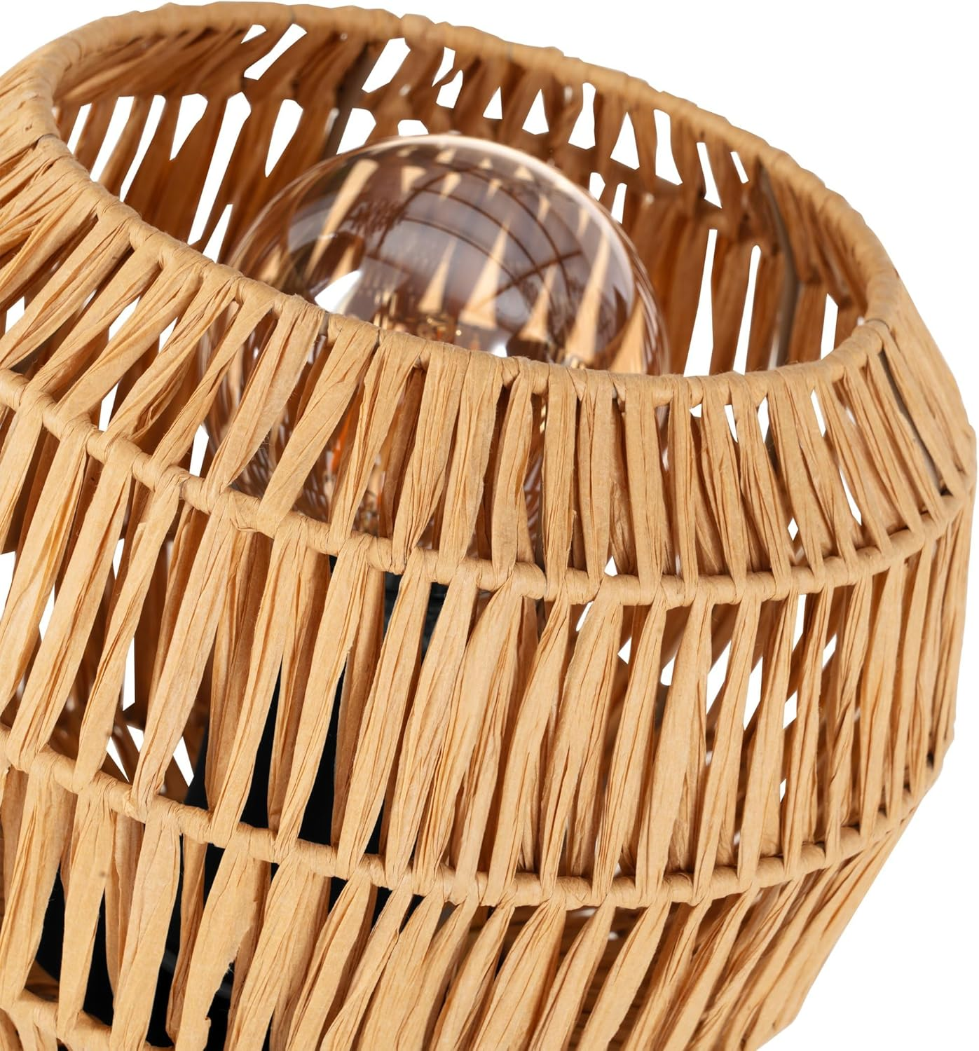 Eglo Boho Bedside Lamp Sheldon, round Table Light Fitting, Decorative Living Room and Bedroom Lighting, Raffia Paper Lampshade, E27 Socket, &Oslash; 21 Cm image number 1