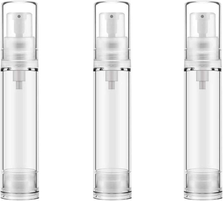 Clear Airless Pump Bottles, 10Ml, Set of 3, Travel Size Refillable Containers for Cosmetics (Lotion Pump)