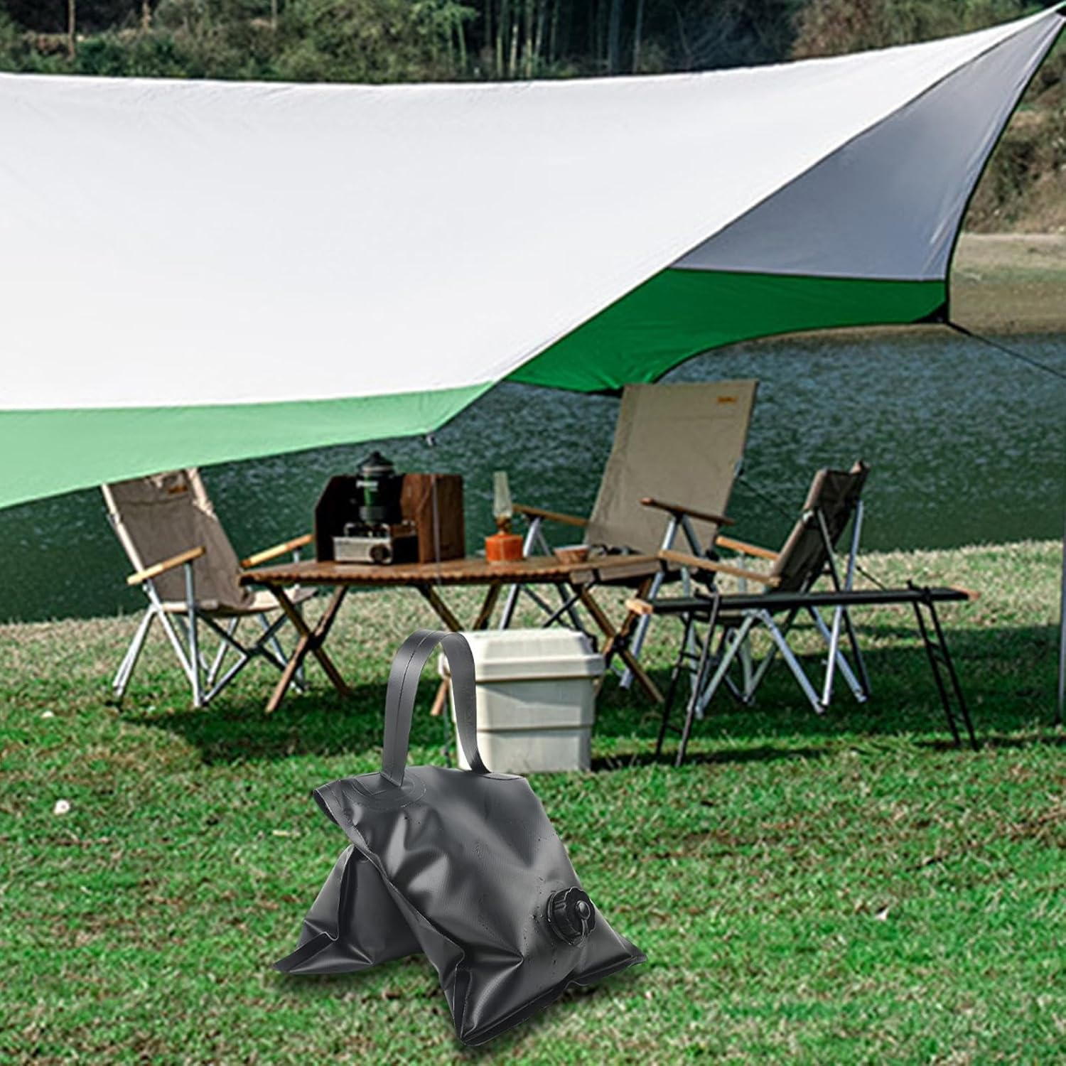 Amagogo Water Weight Bag Sandbag Portable Heavy Duty Black Weight Sand Bag Flag Base Weight for Canopy Tripod Arch Carports image number 2