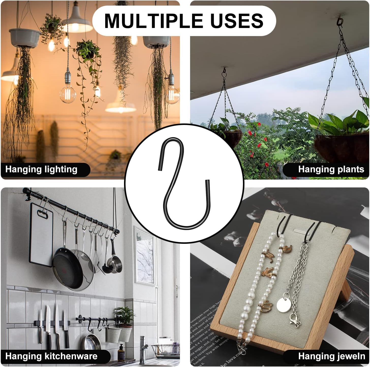 120Pcs 1 Inch Mini S Hooks for Hanging, S Shaped Hooks Small S Hooks Metal Mini Ornament Hooks for Crafts Jewelry Hanging Pot Plants (Black) image number 3