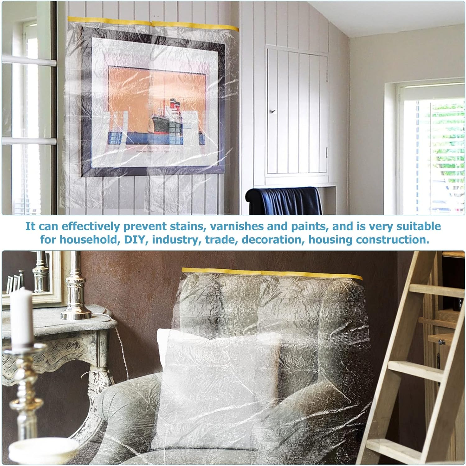 Ciieeo 6Rolls Transparent Masking Covering Films for Automotive Painting Furniture and Home Renovation Projects image number 5