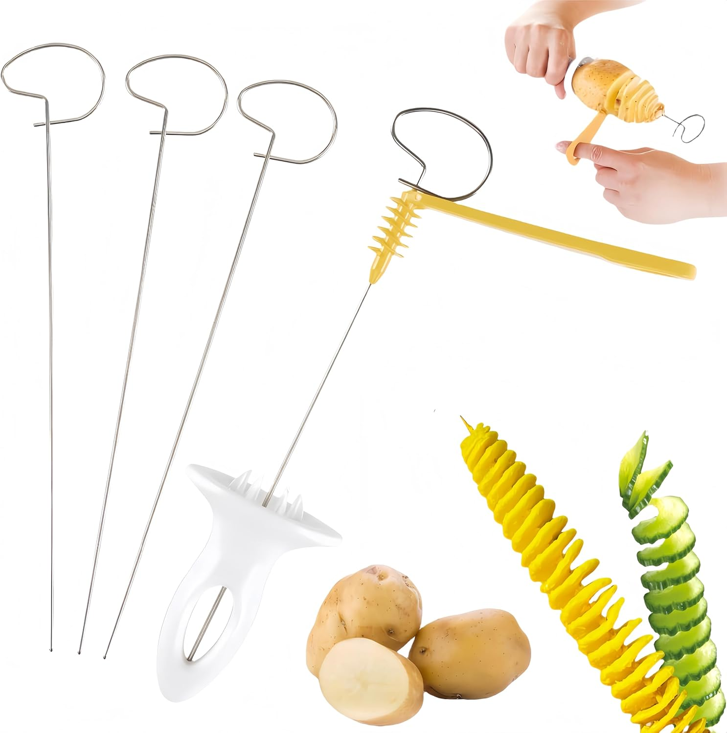 Febohao Potato Spiral Cutter Mandoline Slicer Vegetable Chip Cutter Kitchen Tool for Cucumbers Radishes and Spiral Vegetables image number 5