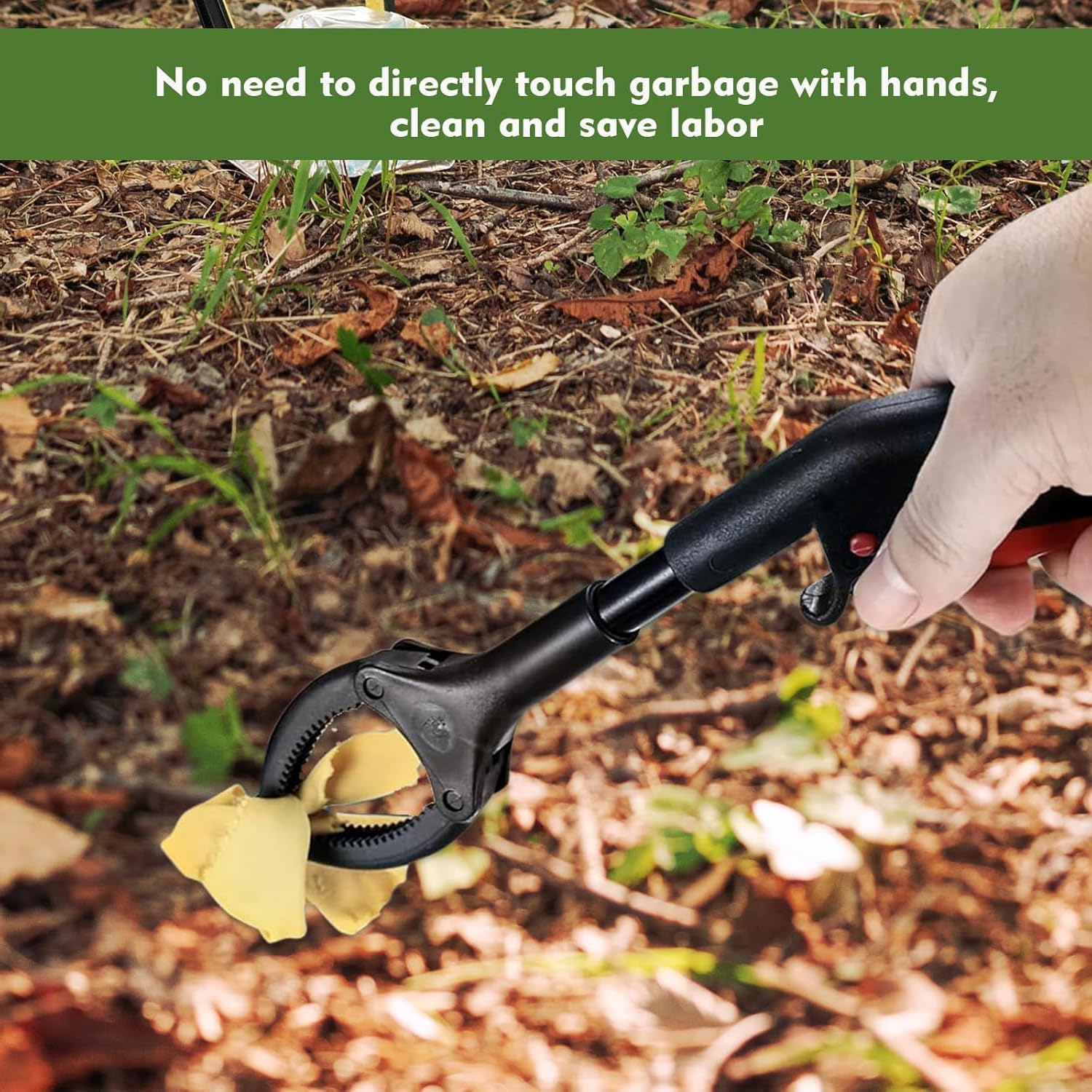 YUNYU 2Pcs Lightweight 30Cm Iron Pipe Rubbish Grabbers - Portable Grabber Tongs for Easy Rubbish Collection at Home, Balcony, Bathroom image number 4