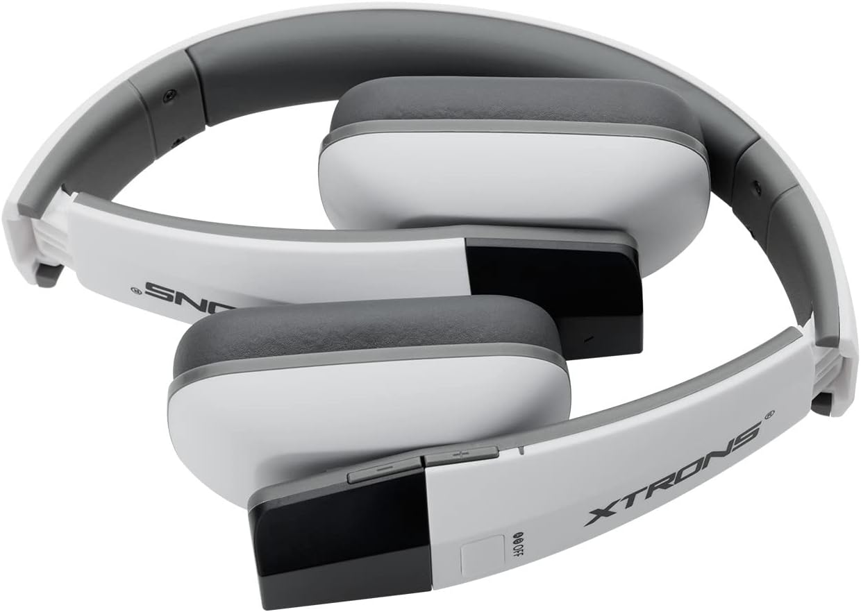 XTRONS White IR Wireless Dual Channel Stereo Headphones Infrared Headsets Cordless 2 Channels with Built-In IR Transmitter image number 3
