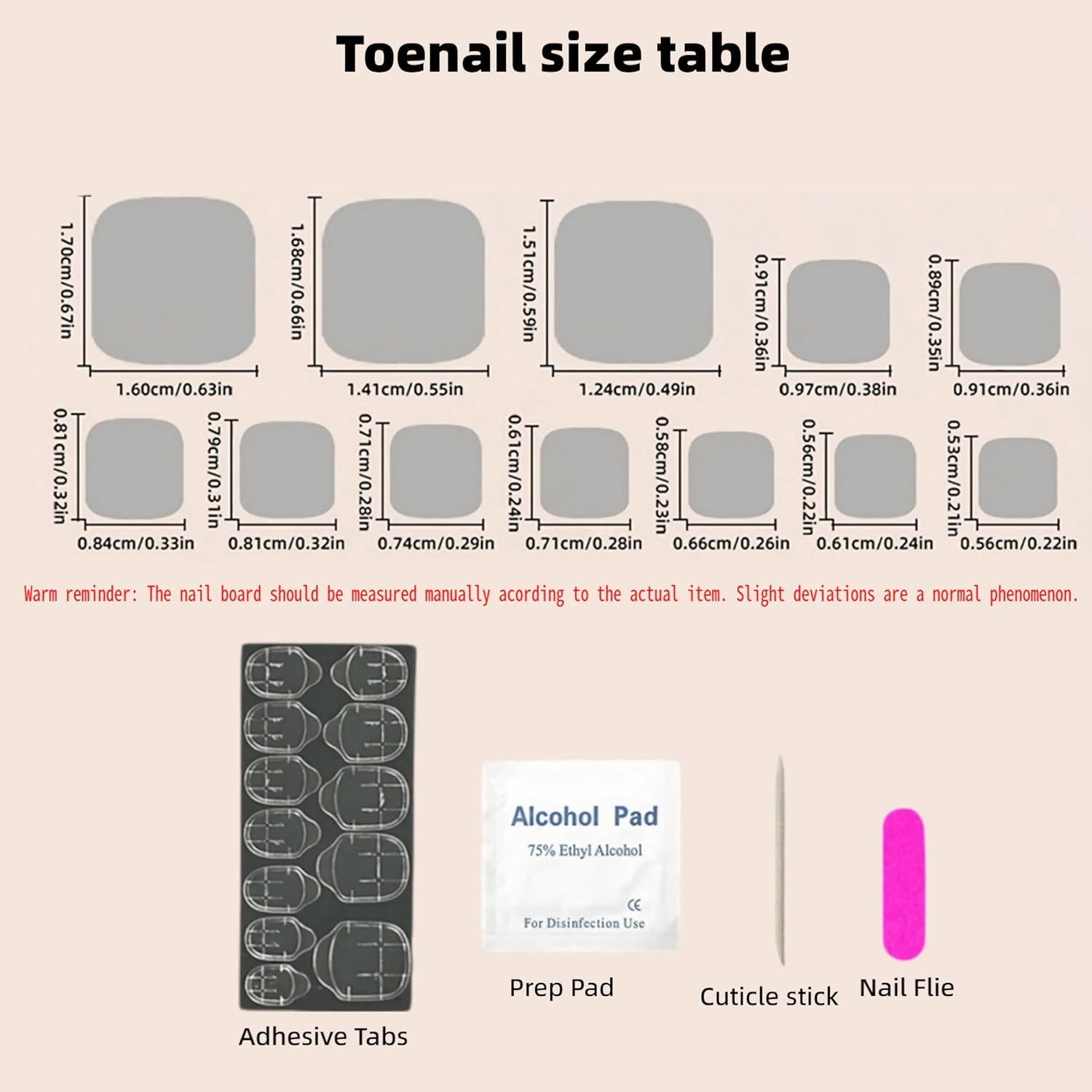 24 Short Square False Toes, Shiny Female Toes, 12 Pieces of False Toenails of Different Sizes, Reusable Toenail Sticking for Female Nail Art, Acrylic False Nail Kit (Wine Red) image number 3