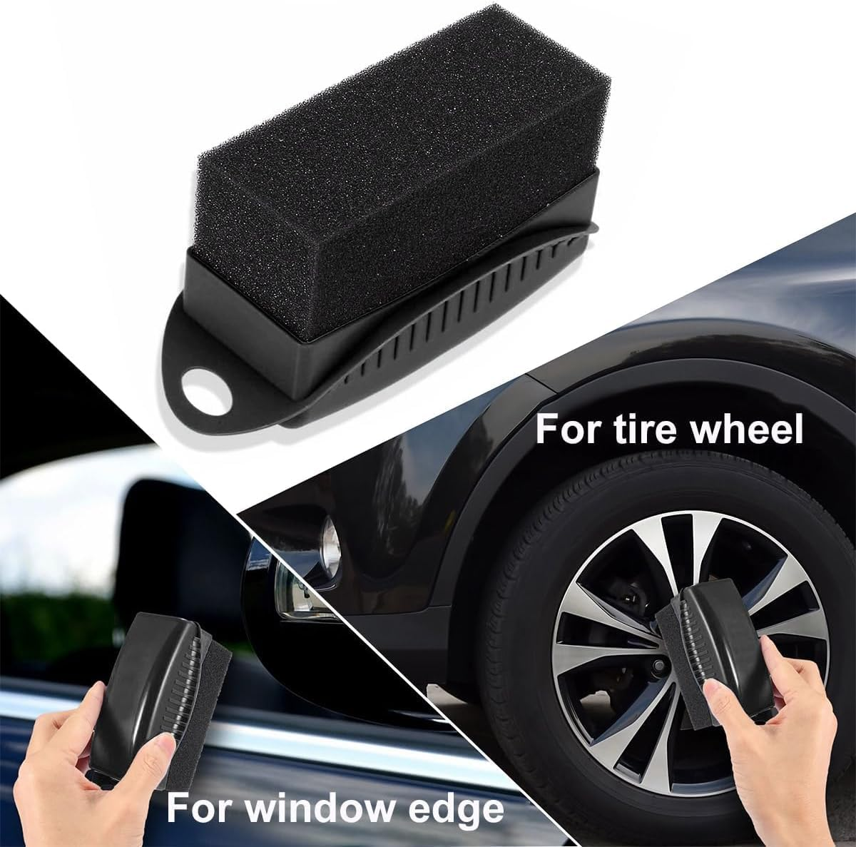 Walquicks 2Pcs Car Wheel Waxing Sponge Tire Shine Applicator, Tire Shine Sponge Pad Tire Shine Applicator, with Case Auto Tyre Cleaning Pad, for Tire Dressing Applicator Car Tire Shine Applicator - Yellow image number 4