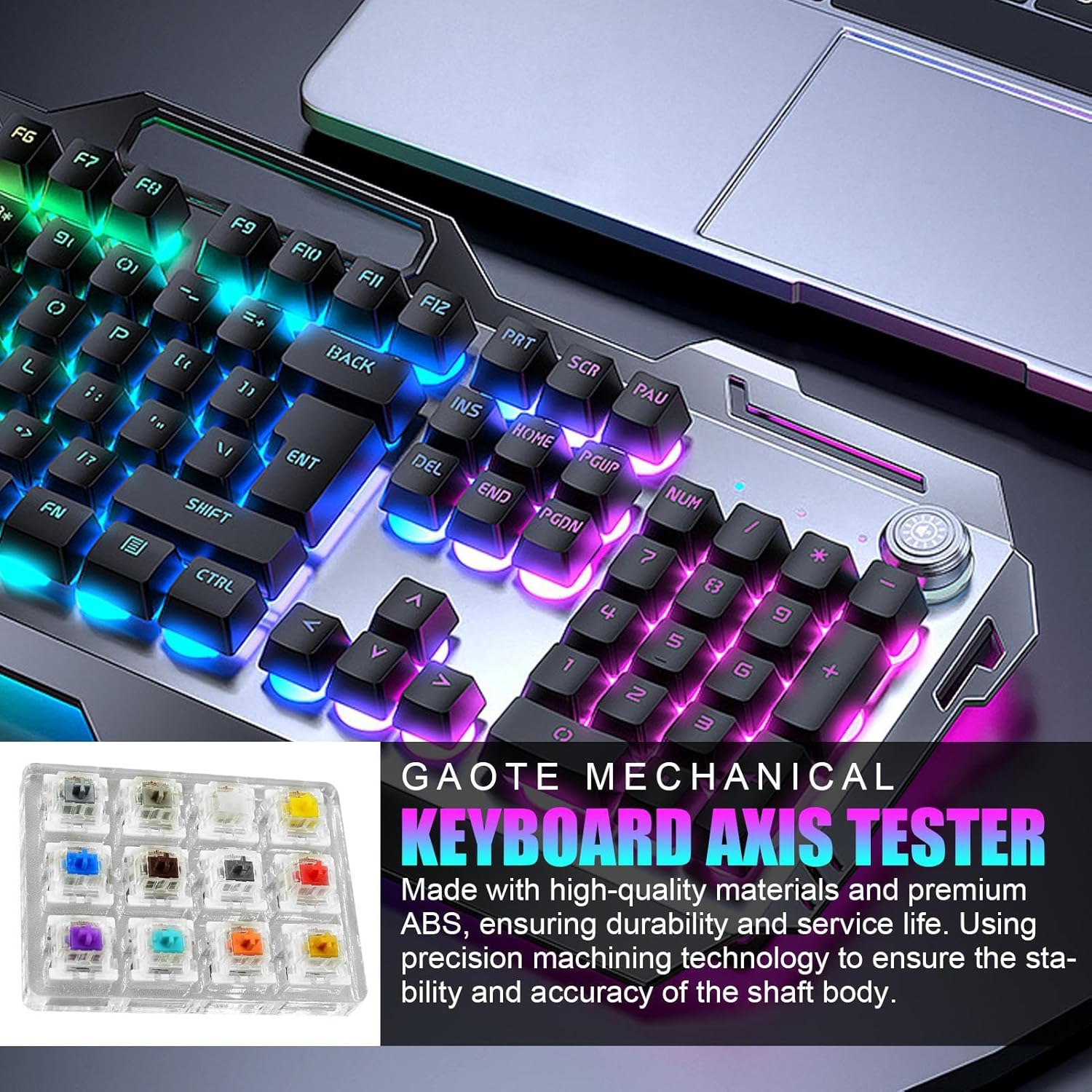 Tester Mechanical Keyboards - Acrylic Base Blank Keycaps | 16-Key Tester | Testing Tool Mechanical Keyboard Switches | Keyboards Testing Tool for Multi-Axis Test Function Keyboards Testing Tool - 12 Axis Tester image number 3