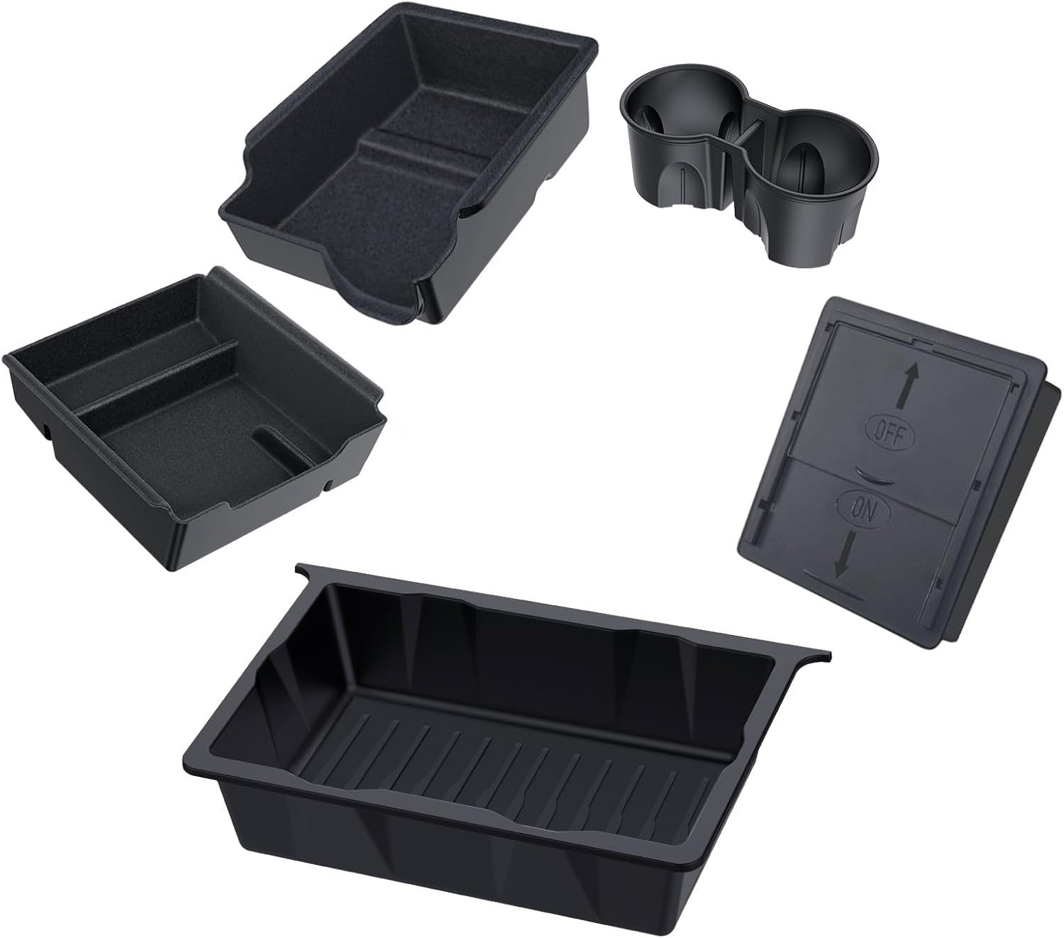 Center Console Organizer Tray 5PCS for Tesla Model Y Accessories 2024 2023 2022 2021 2020, Armrest Storage Tray and Hidden Storage Box, Cup Holder Insert, under Seat Storage Box image number 3