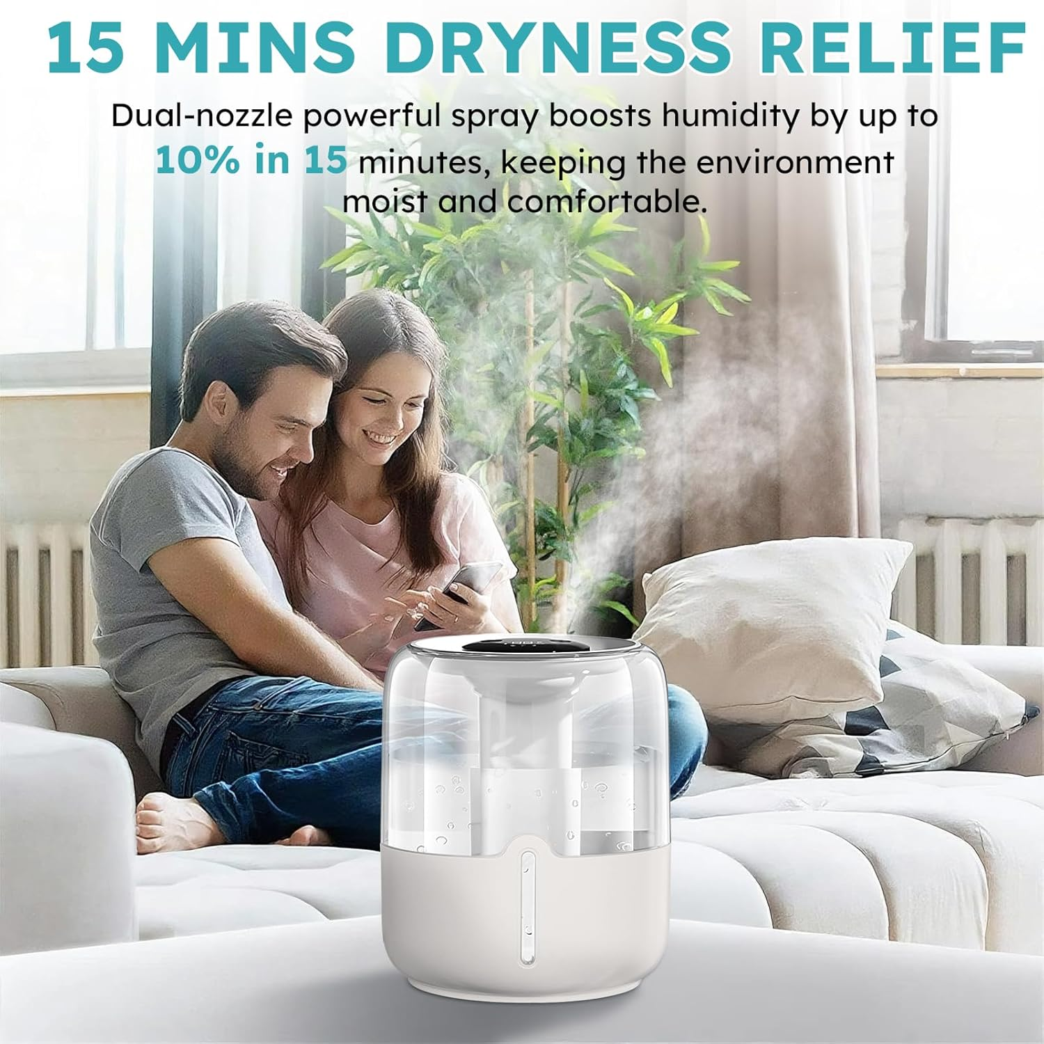 Humidifier 6.8L Air Humidifier for Bedroom Baby Room Cool Mist Small Humidifier with 360&deg; Dual Nozzles, Top Fill, Quiet Sleep Mode, Auto Shut Off, Humidifier & Oil Diffuser & Night Light image number 6