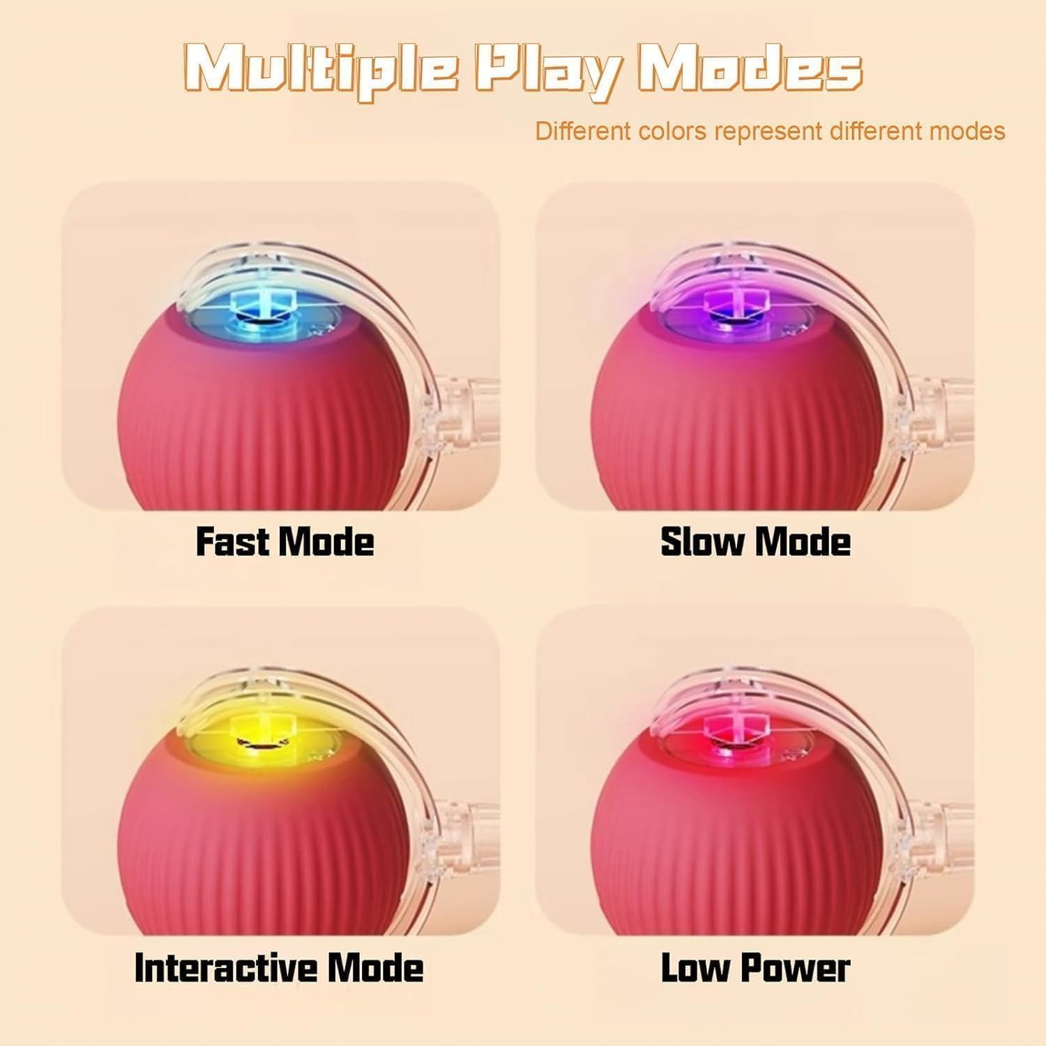 Pet Intelligent Rolling, Interactive Cat Toys, Activity Rolling Ball for Dogs, Motion Activated Automatic Moving, Electric Cat Toy Ball Rechargeable for Large Small Dogs (True Red) image number 1