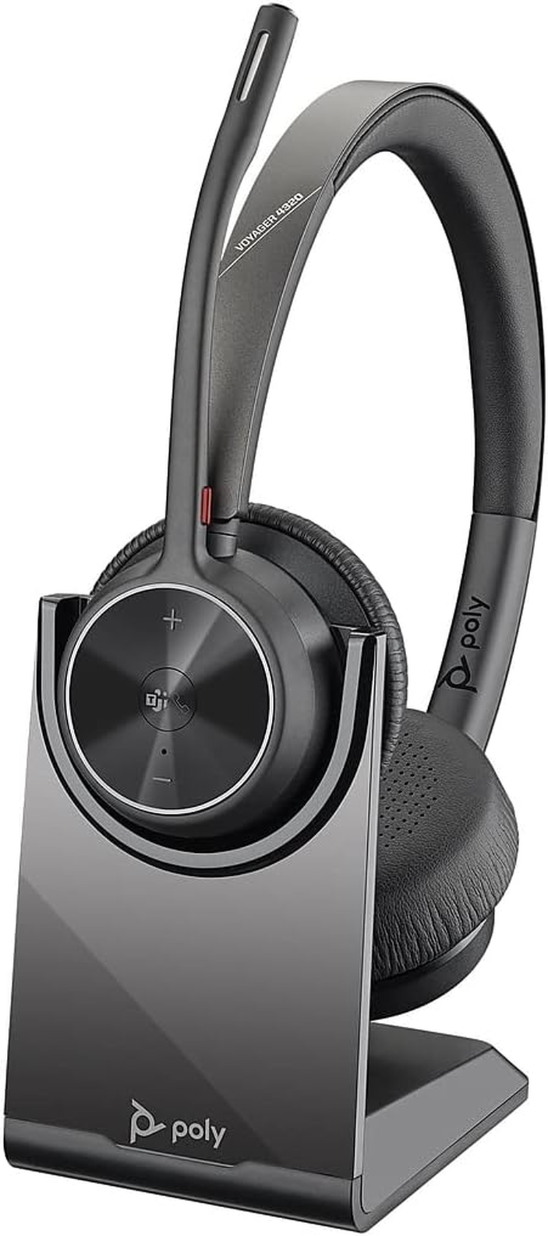 Plantronics Poly - Voyager 4320 UC Wireless Headset + Charge Stand () - Headphones W/Mic - Connect to Pc/Mac via USB-A Bluetooth Adapter, Cell Phone via Bluetooth-Works W/Teams (Certified), Zoom