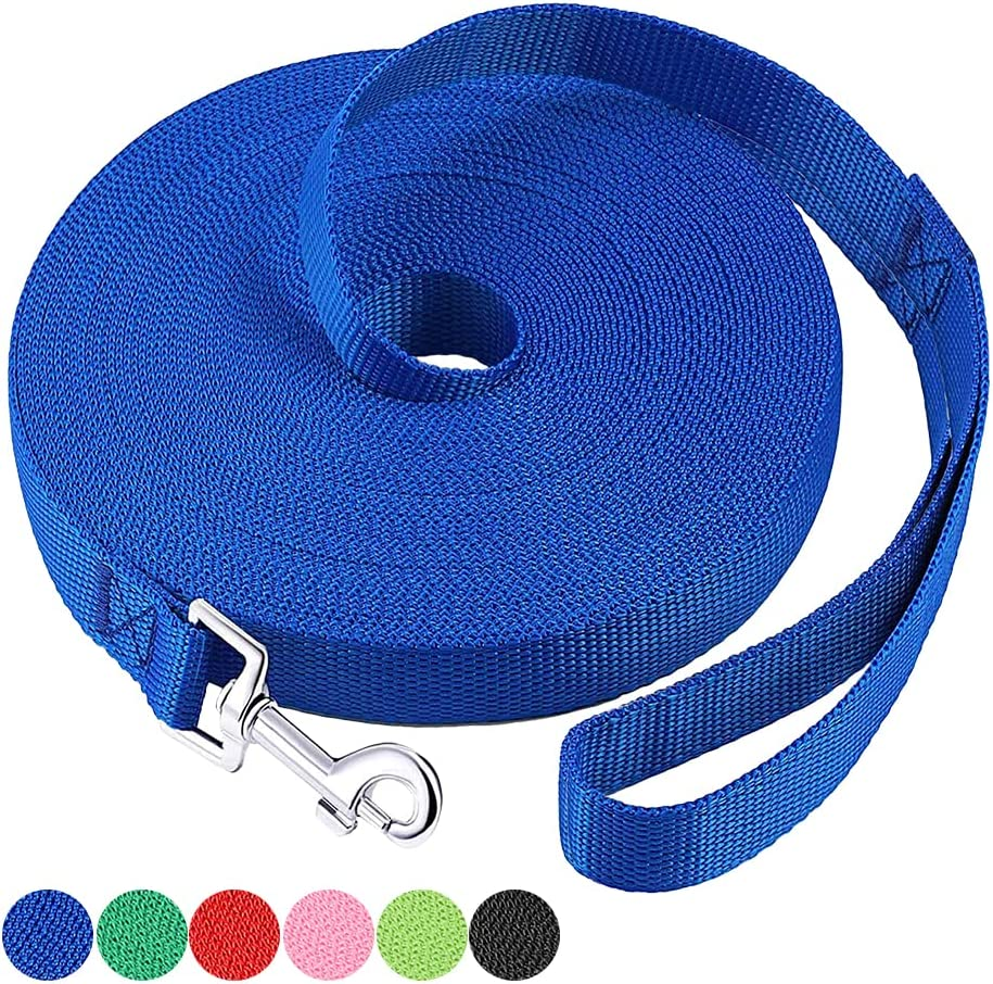 Dog/Puppy Obedience Recall Training Agility Lead 4Ft 5Ft 6Ft 10Ft 15Ft 20Ft 30Ft 50Ft Long Nylon Training Dog Leash for Small Medium Large Dogs