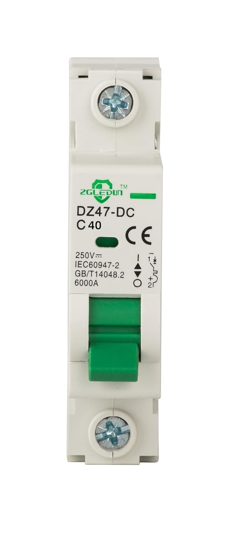 DC Miniature Circuit Breaker, 1 Pole 40 Amp, 24VDC-250VDC, 6Ka Din Rail Mount Breaker with Thermal Magnetic Trip, DZ47-63 1P, DC Solar MCB image number 6