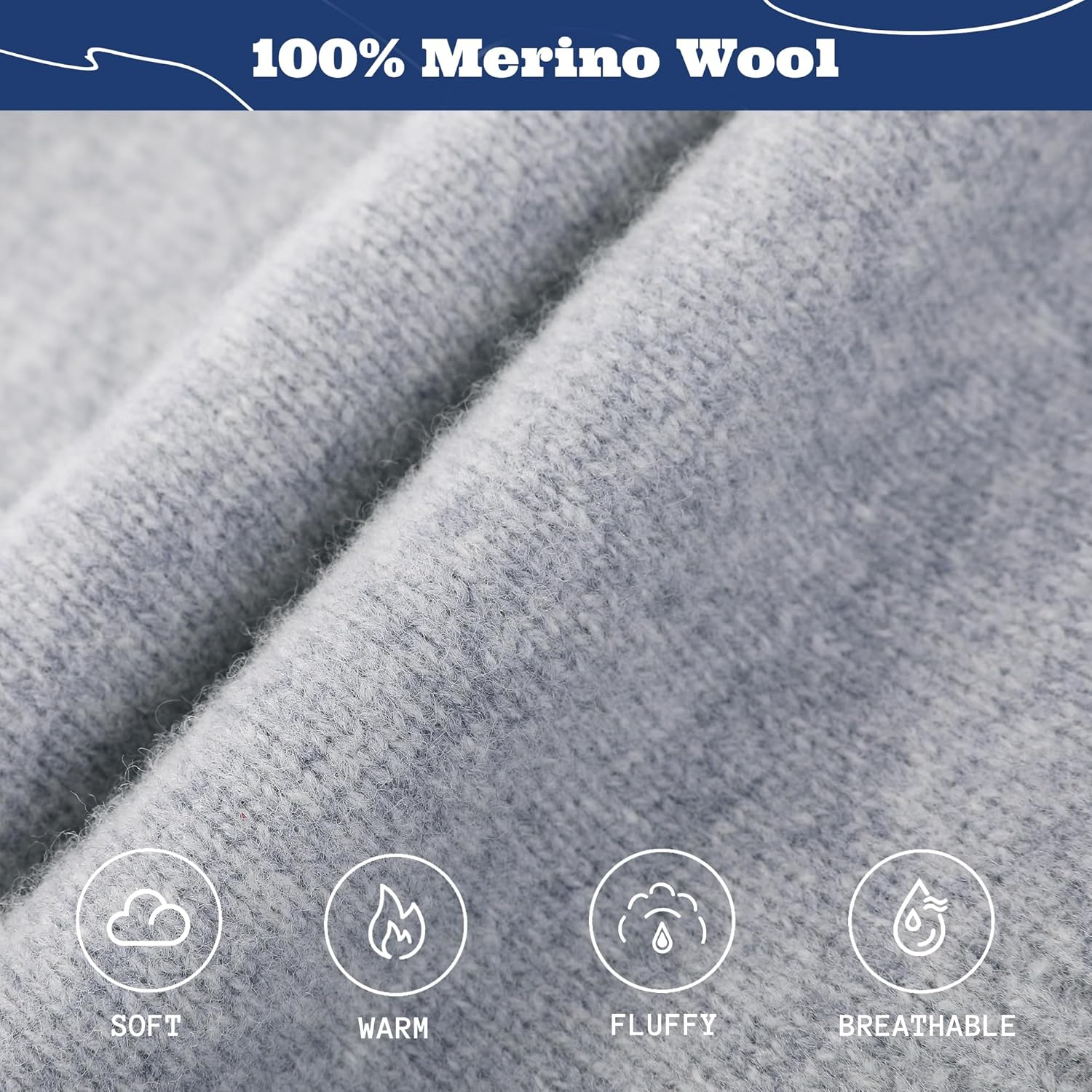 ACUSHLA 100% Merino Wool Balaclava for Women & Men Winter Warm Knit Hooded Scarf Hoodie Hat and Scarf Set in One