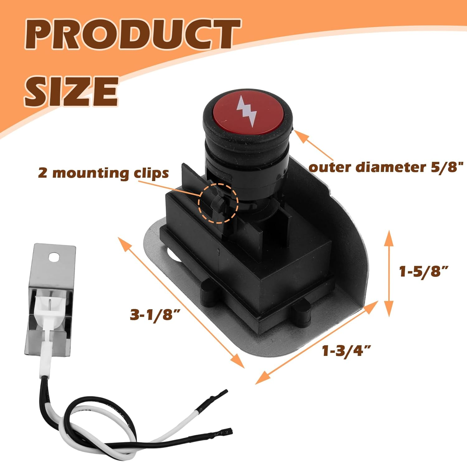 MOASKER Grill Igniter Kit 80475 for Weber Q120 Q220 Series Grills Electronic Igniter Replacement Parts, Grill Push Electric Button Starter Kit Replacement for Weber Baby Q Parts 516002 566002 566014 image number 2