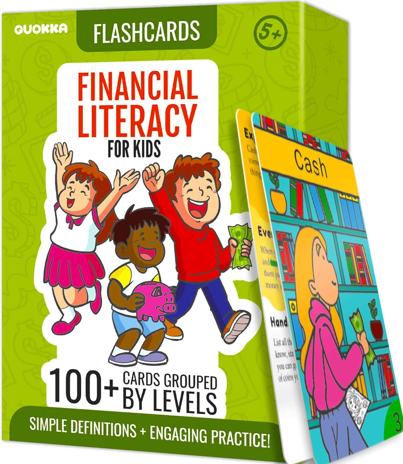 QUOKKA Financial Literacy Flash Cards for Teens &ndash; 110 Cards Teaching Kis about Money Management, Budgeting, Savings &ndash; Easy Money Games for Kids Ages 12+ &ndash; Fun Financial Literacy Games and Learning