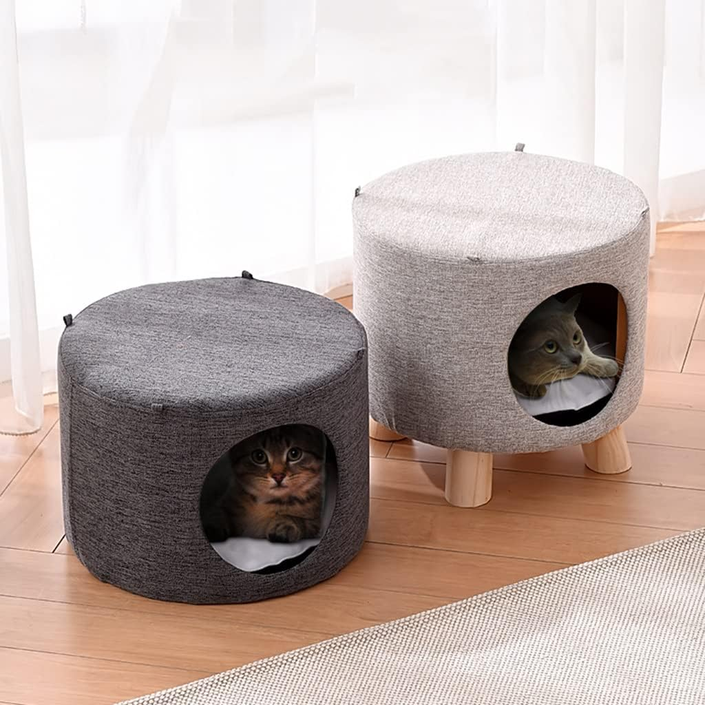 Indoor Cat Litter Stool Enclosed Cat Litter Cat Bed Four-Season Pet Litter(Color:Brown) image number 1
