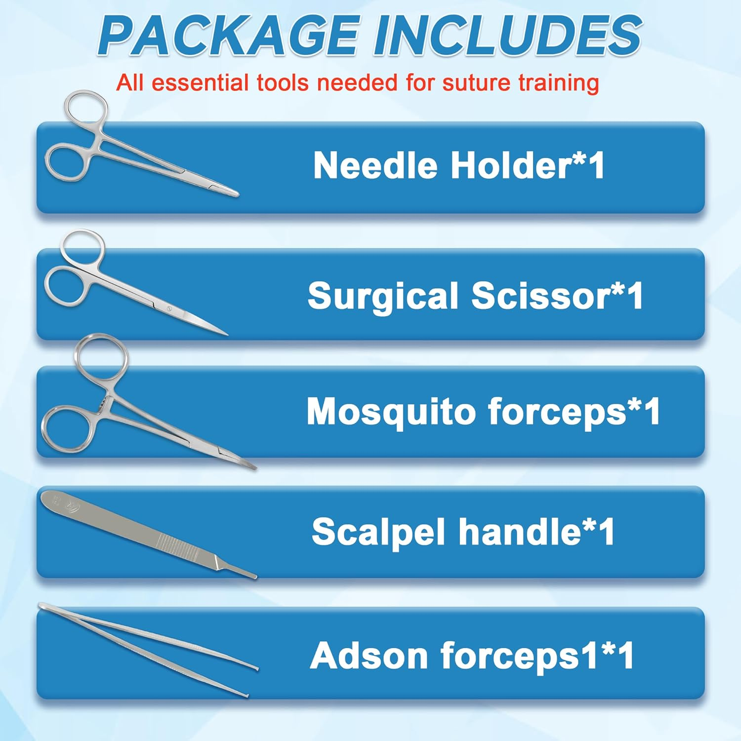 Suture Practice Kit for Medical Students, Silicone Pad Surgery Wounds Closure Suturing, Supplies for Vet Nursing Students Surgical Stitches Kits De Suturas Med School Essentials. image number 5