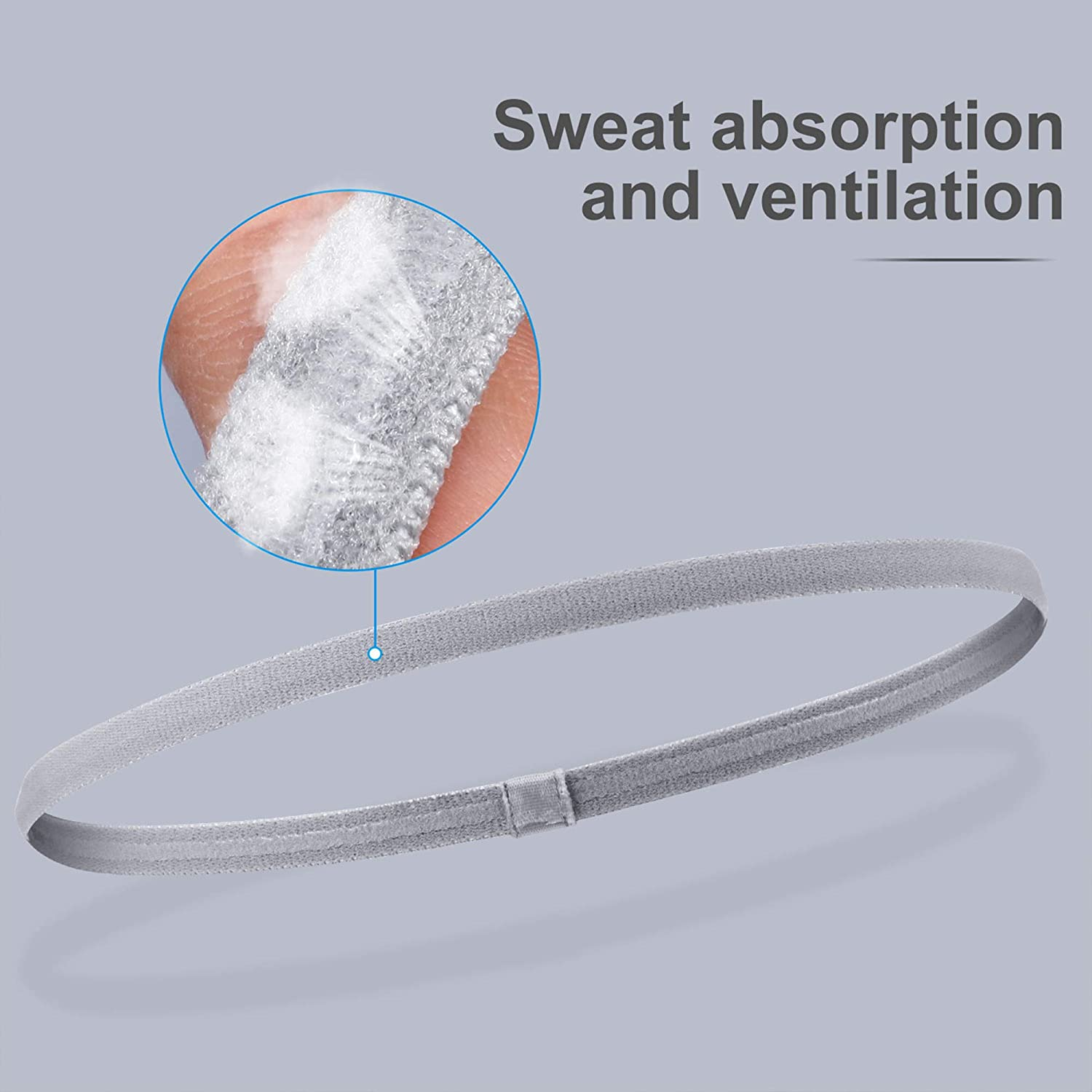 4 Pieces Elastic Sports Headbands Thick Non-Slip Hair Bands for Women and Men (Grey, Black) image number 4