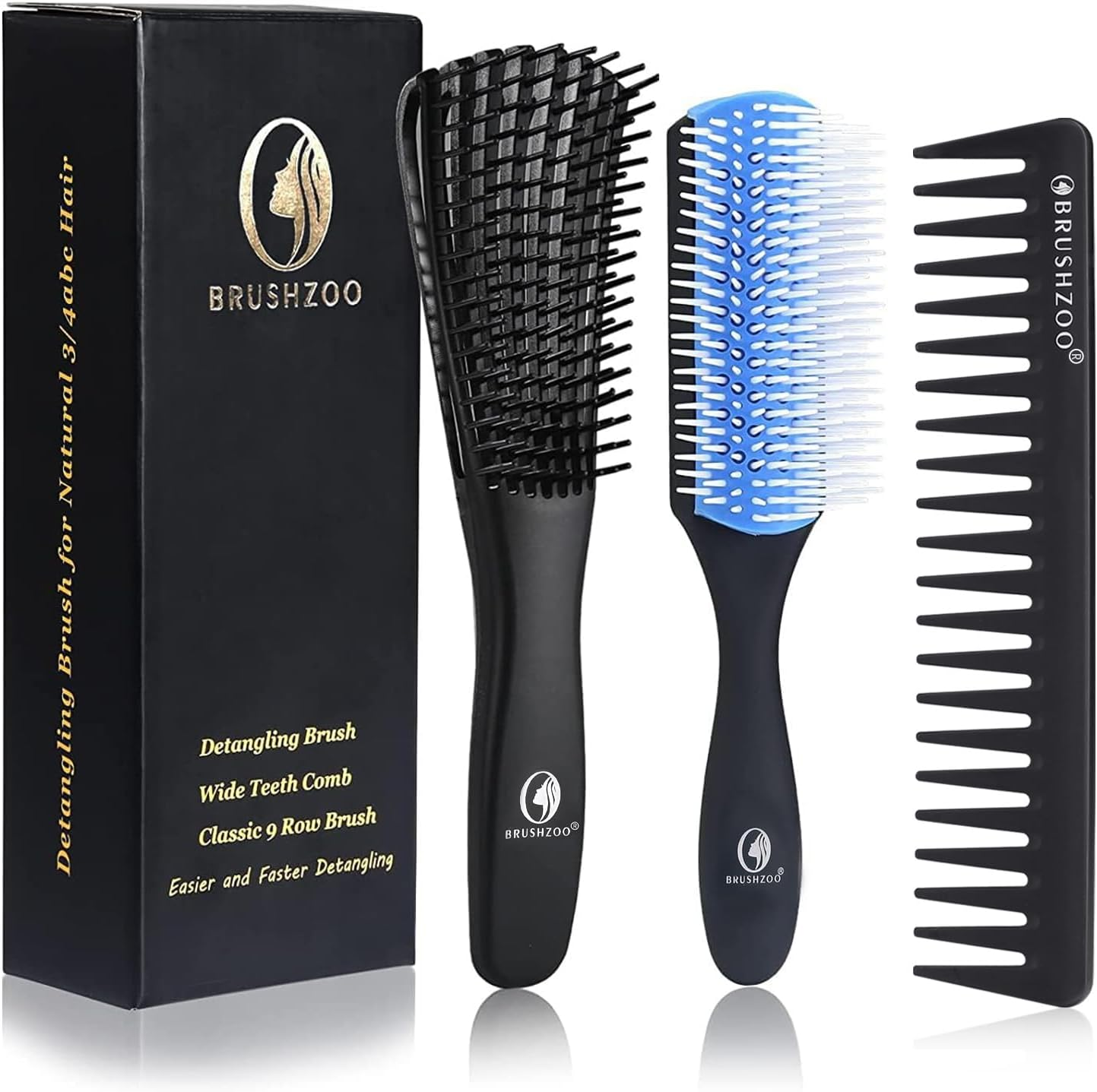 O BRUSHZOO Detangling Brush for Curly Hair, Hair Brush Set for Women, Men or Kids, Easy Detangling on Wash Days (Red)