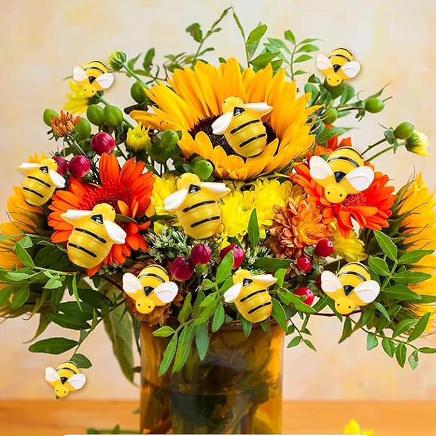 50 Pcs Small Resin Bees, 3 Sizes Tiny Resin Garden Bumblebees Embellishment, Bee Decors,Wreath Bees Decoration,Crafts Scrapbooking Party Home Decor,Birthday Party Table Decor image number 1