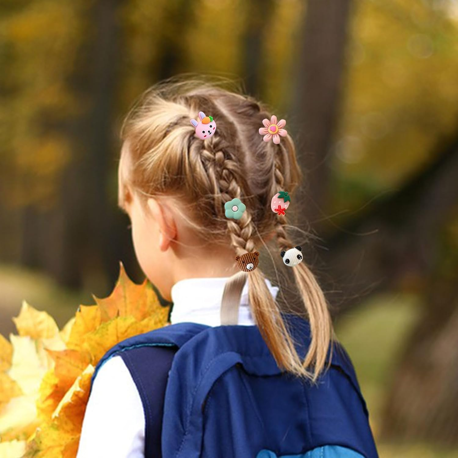 Baby Girls Hair Ties, 60 Pcs Cute Cartoon Elastic Hair Bands Ponytail Holders Animals Flower Multicolor Hair Bobbles Hair Accessories for Girls Infants Toddlers Kids Children (Multi-Colored B)