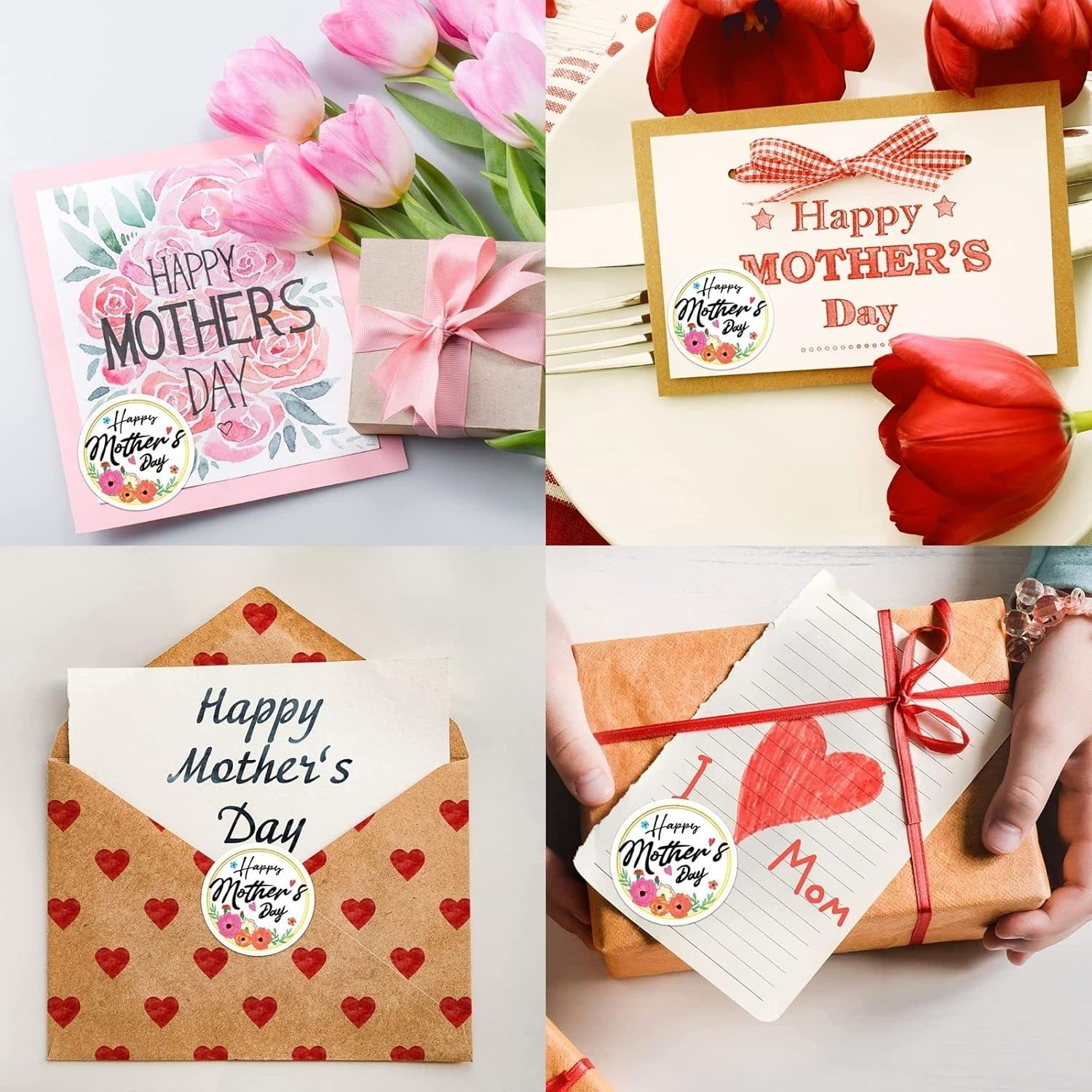 Happy Mother'S Day Label Stickers Roll，1.5 Inch 500 Pcs Love Heart Mothers Day Stickers, Gift Tag Stickers for Envelope Seals Party Gift Favors Box Cards Decorations image number 5