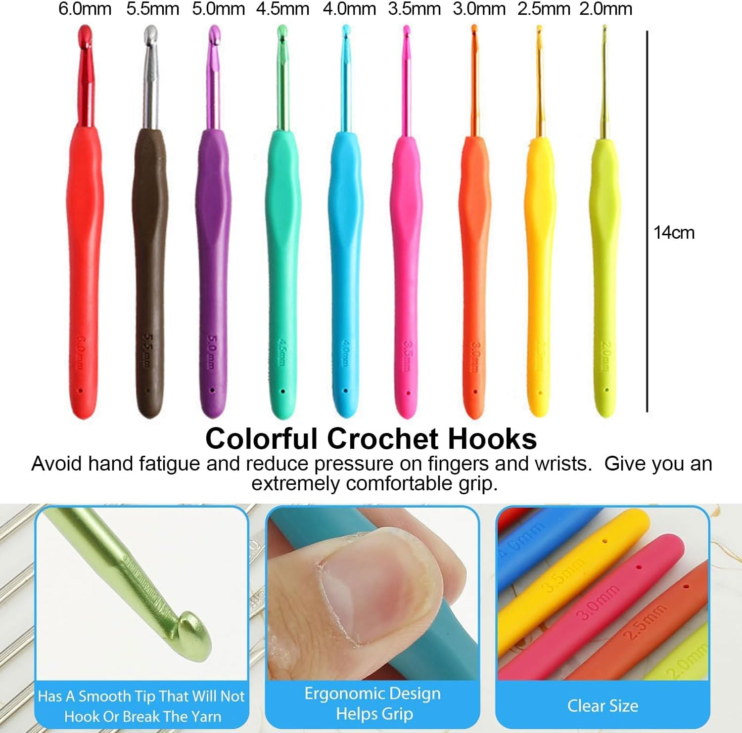 GIOD 59 Piece Crochet Set for Beginners, a Full Set of Knitting Tools, Hook Needle Storage Bag, Crochet Kits Include Yarn, Ergonomic Crochet Hooks, Lace Steel Needles, Wool Group and Bag (Blue) image number 4